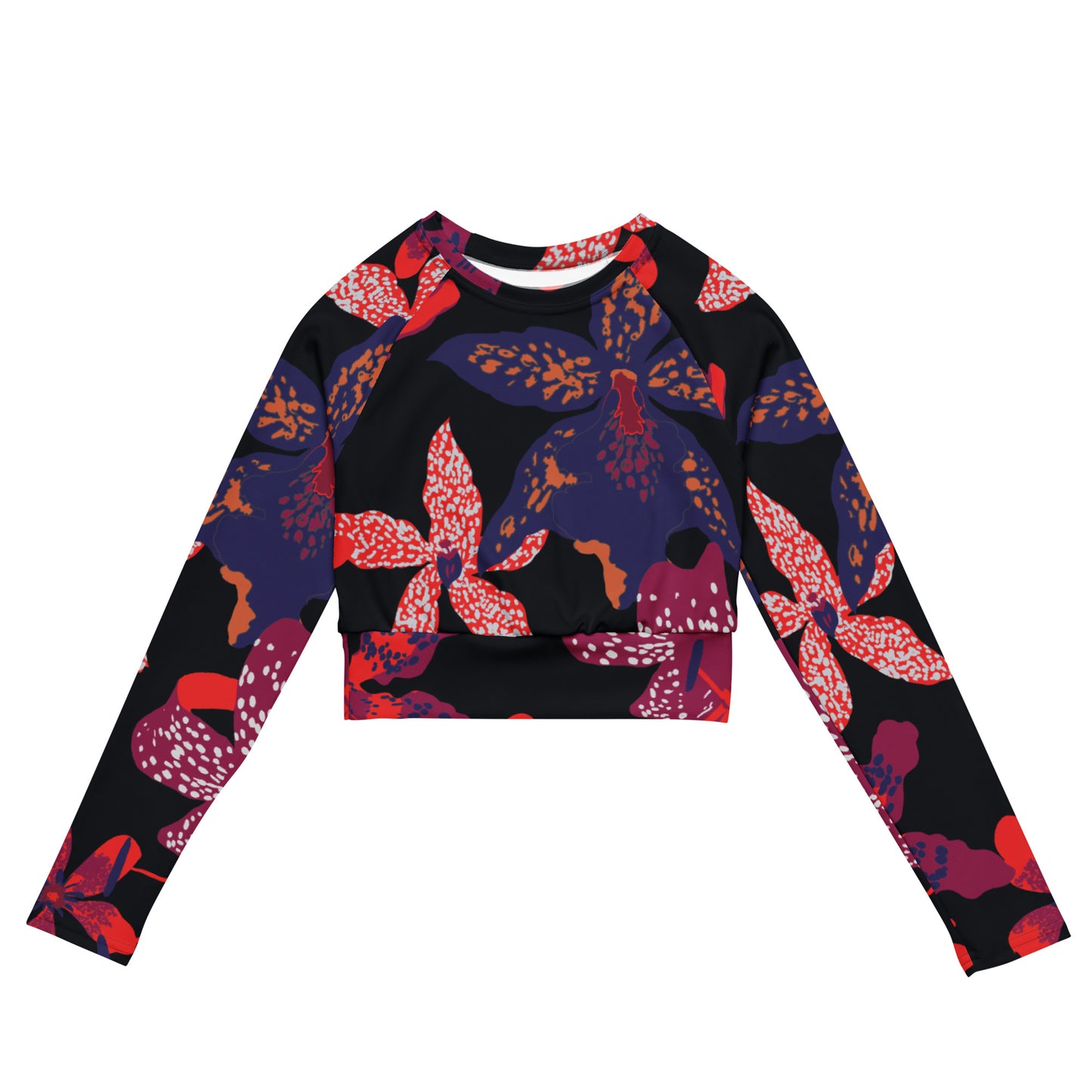 Tropical Recycled long-sleeve crop top