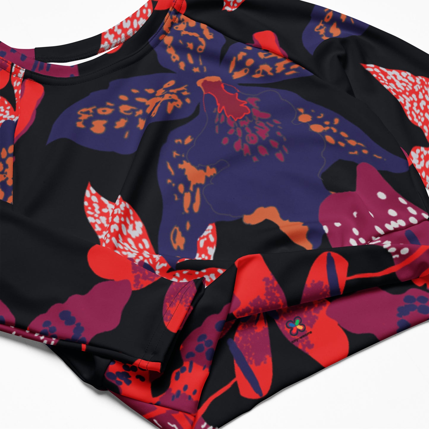 Tropical Recycled long-sleeve crop top