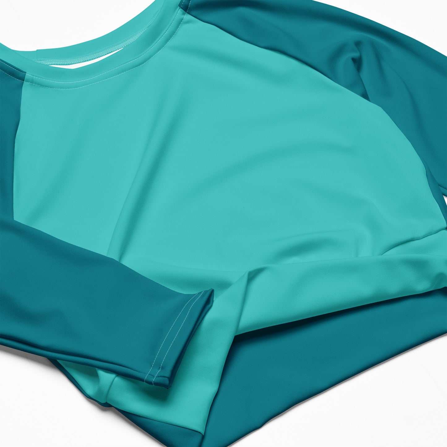 Dark Turquoise long-sleeve crop top