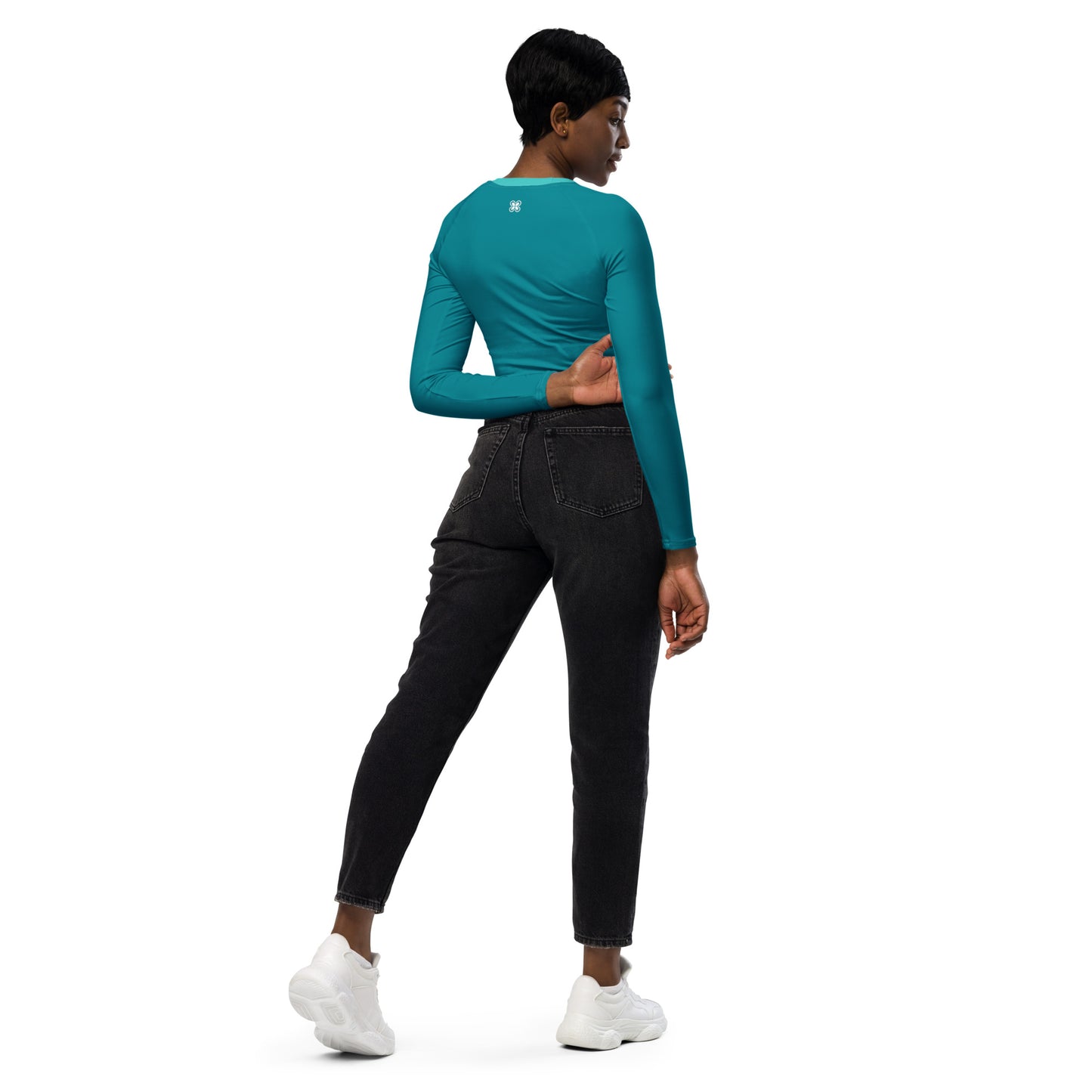 Dark Turquoise long-sleeve crop top