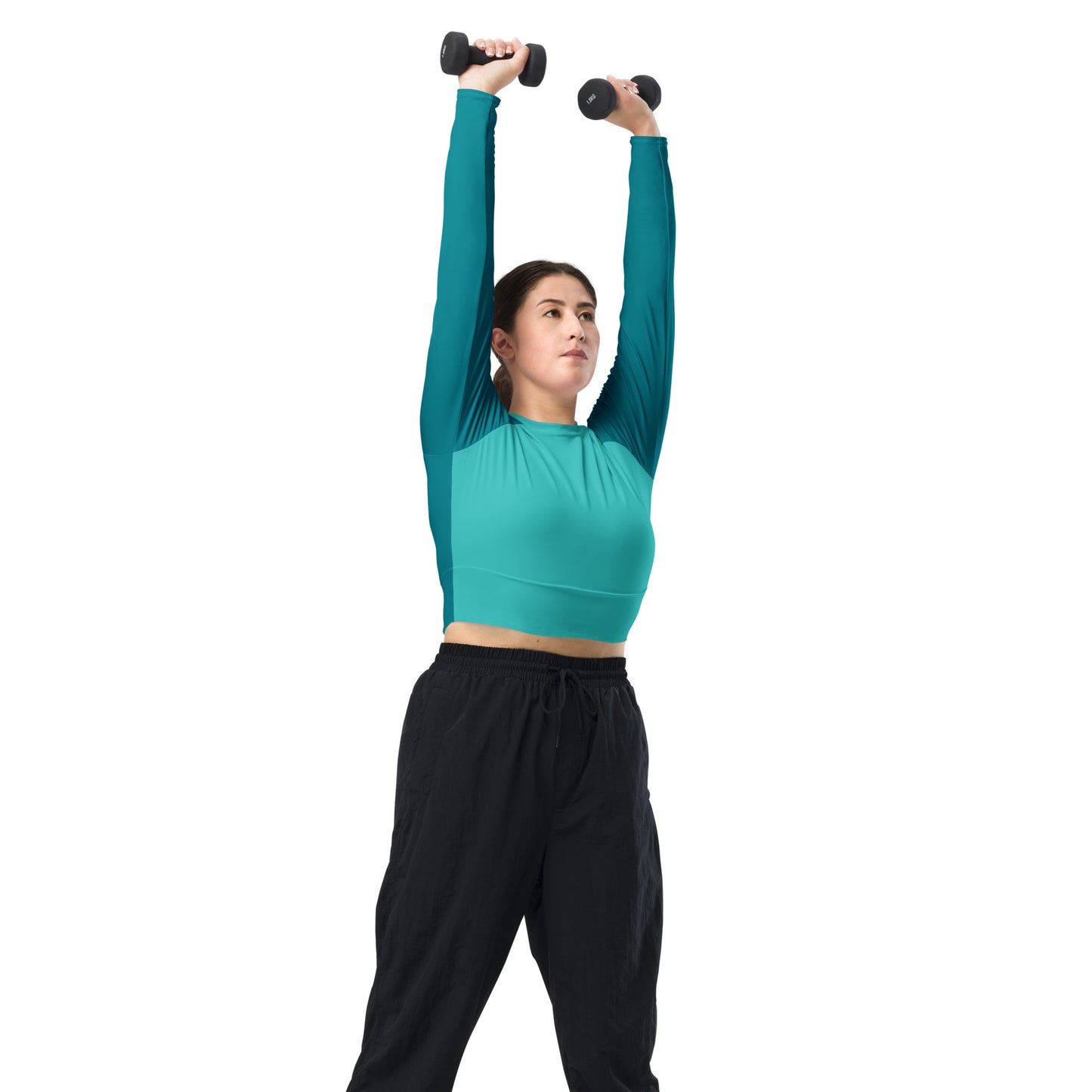 Dark Turquoise long-sleeve crop top