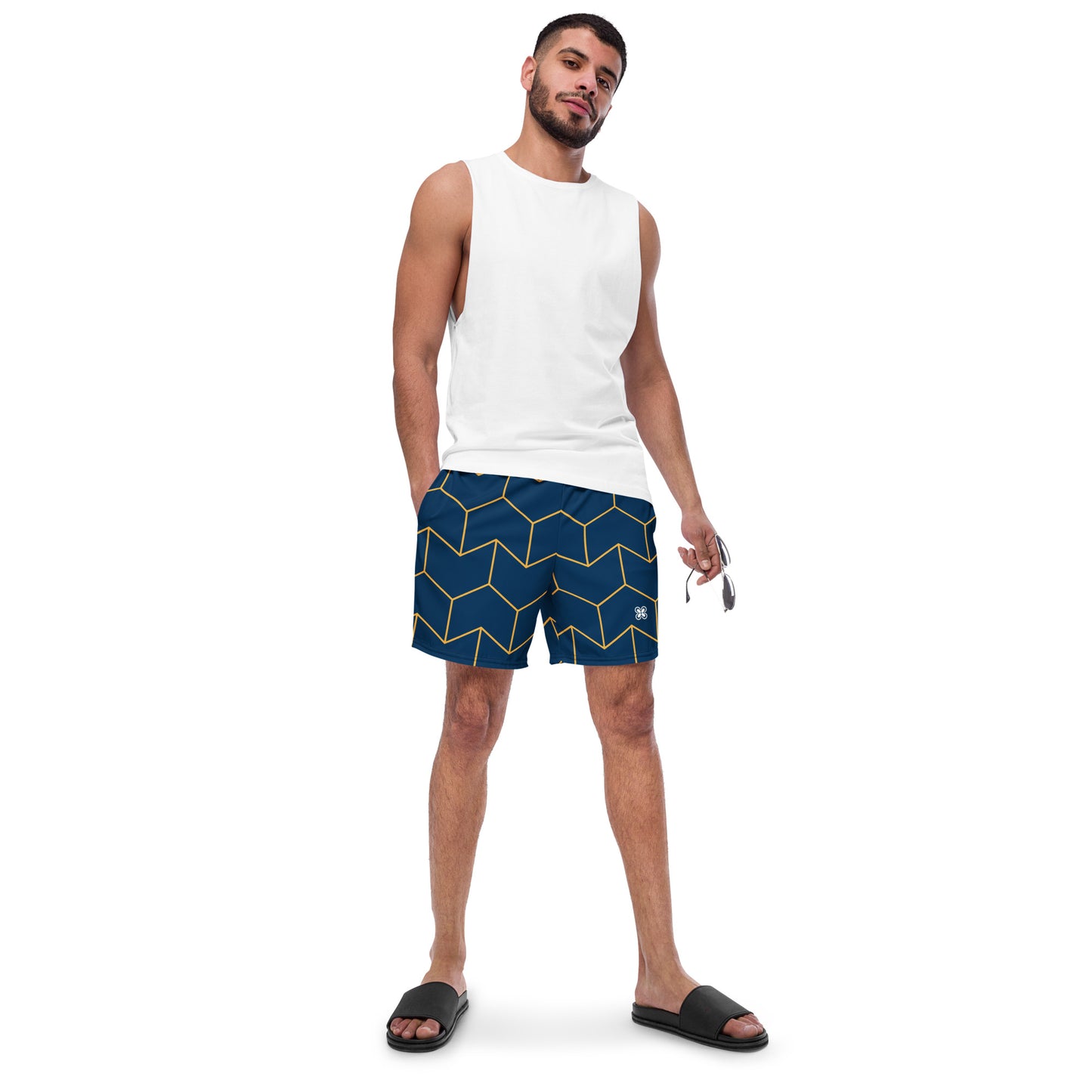 Geometric Dark Blue Men's swim trunks