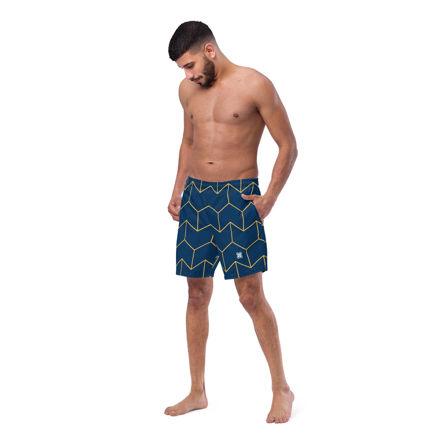 Geometric Dark Blue Men's swim trunks