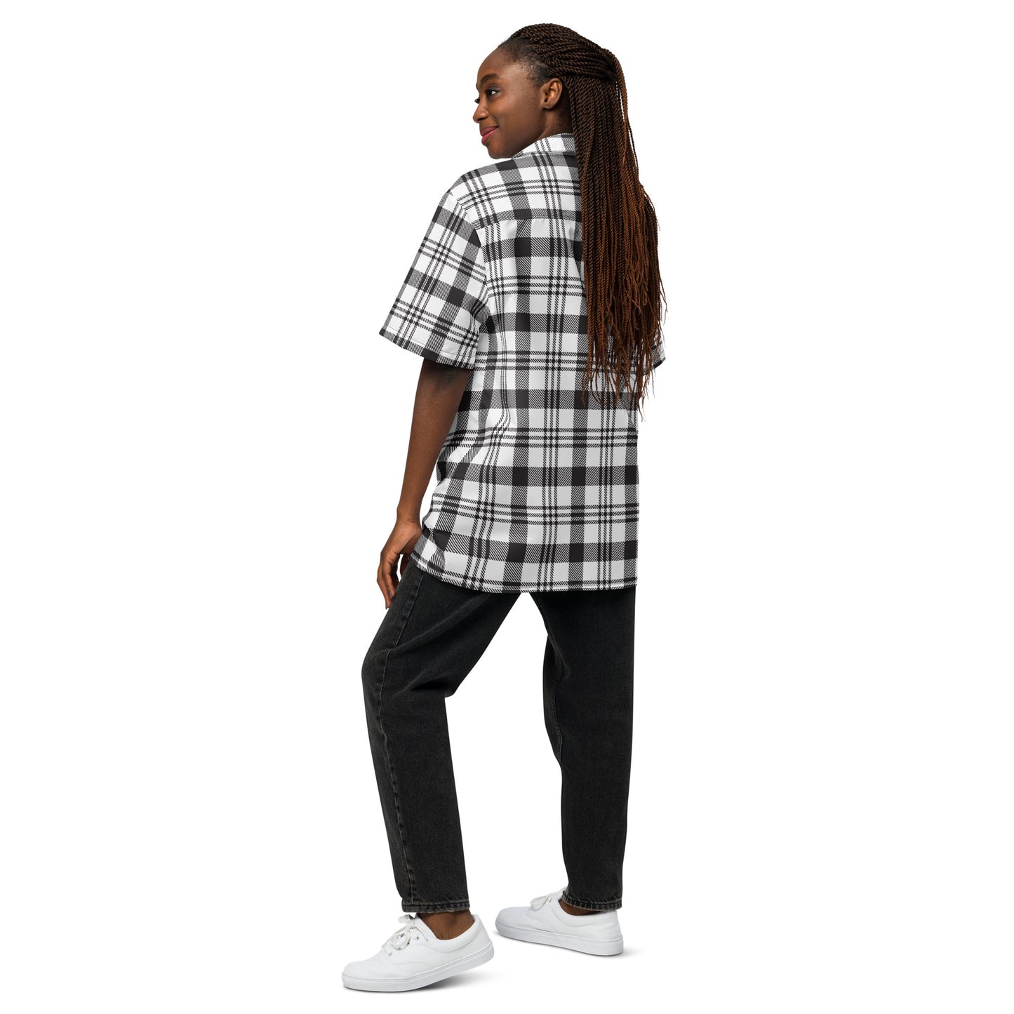 Grey Plaid Unisex button shirt$39.45