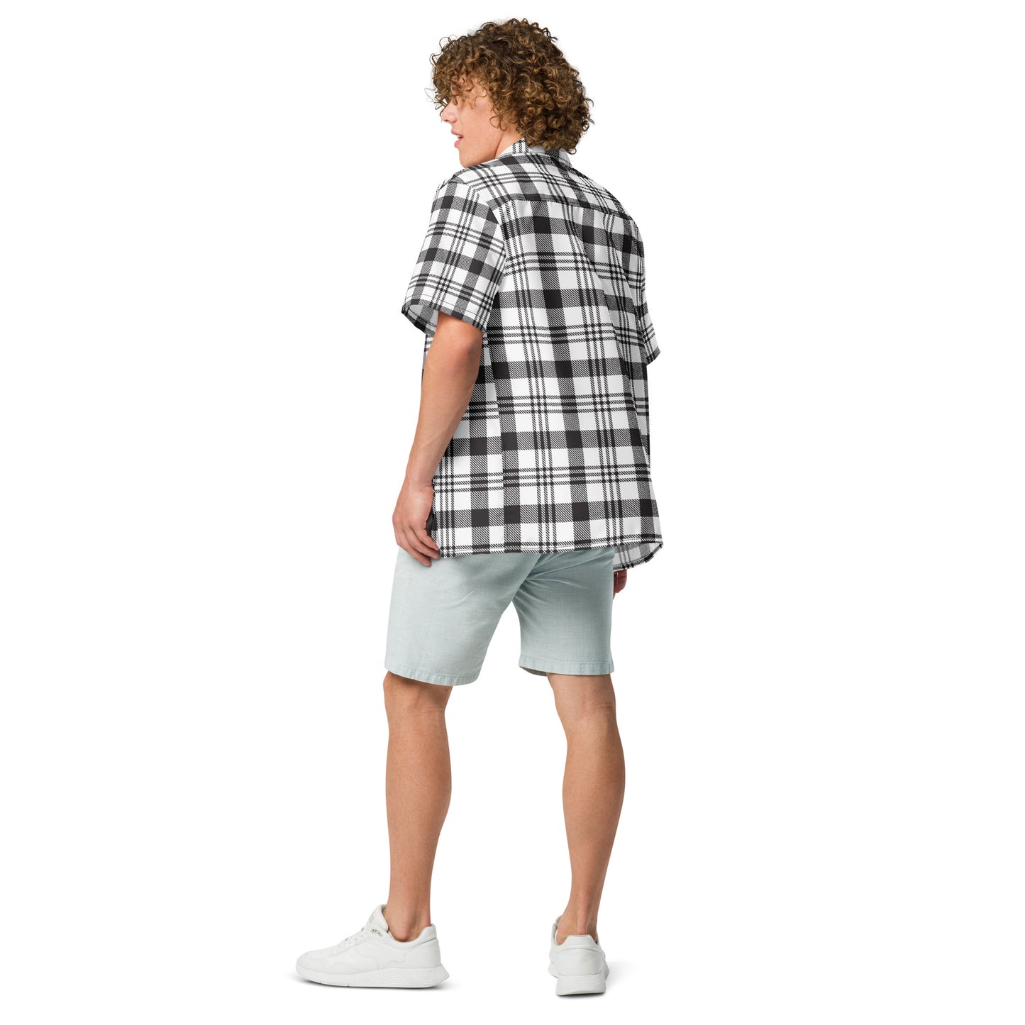 Grey Plaid Unisex button shirt$39.45
