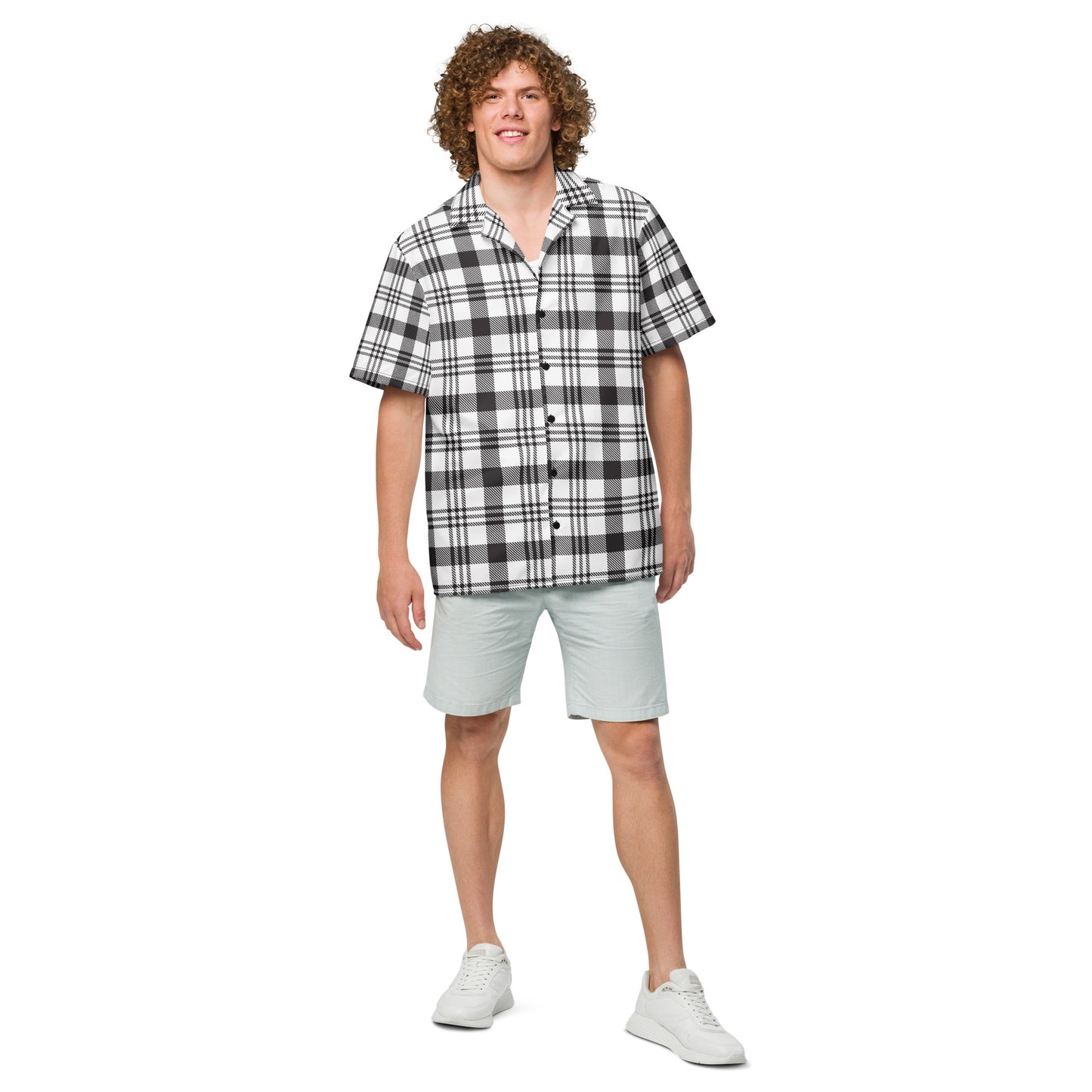 Grey Plaid Unisex button shirt$39.45