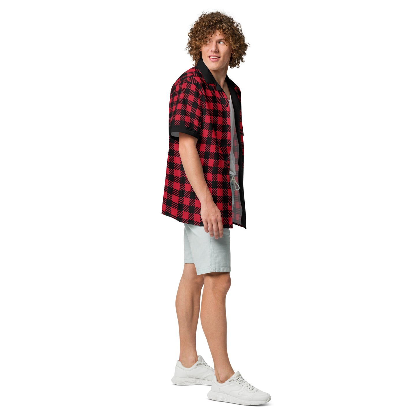 Red Plaid Unisex button shirt$38.95