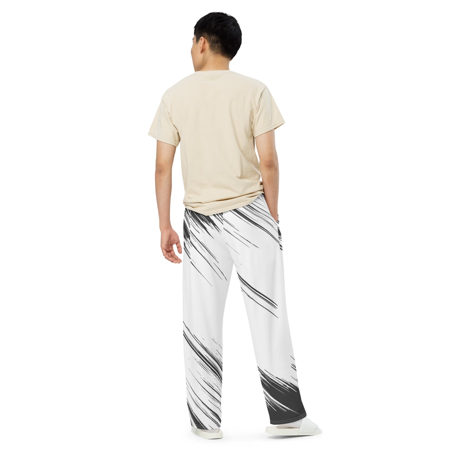 Black-&-White All-over print unisex wide-leg pants