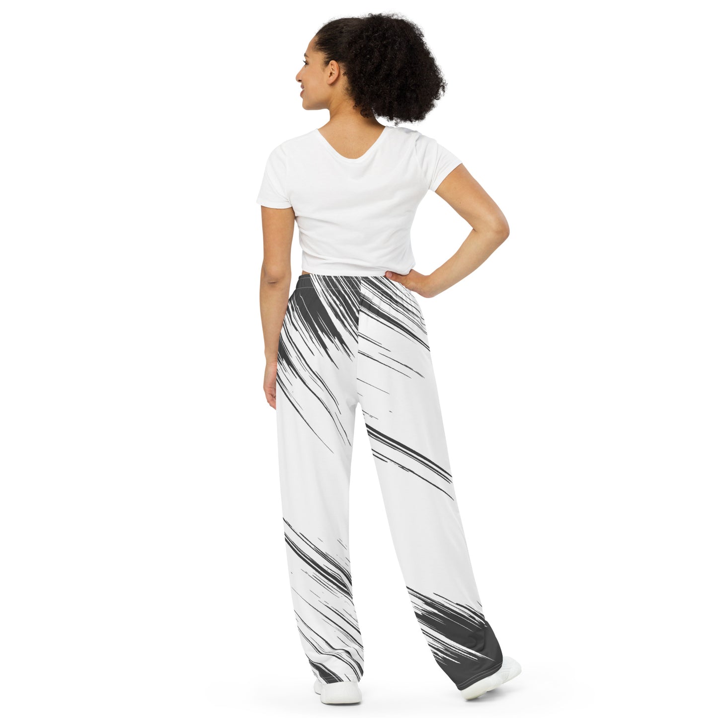 Black-&-White All-over print unisex wide-leg pants