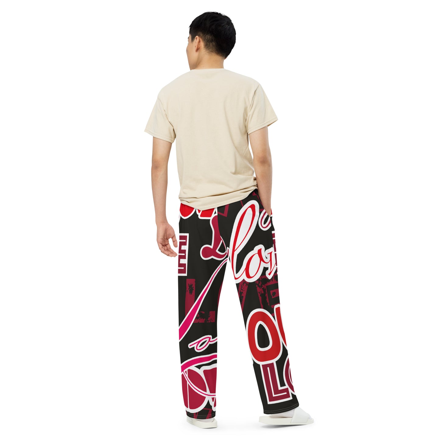 LOVE All-over print unisex wide-leg pants