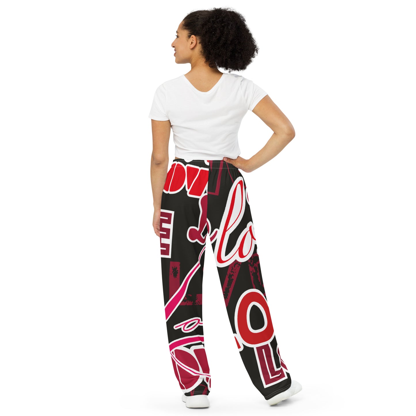 LOVE All-over print unisex wide-leg pants