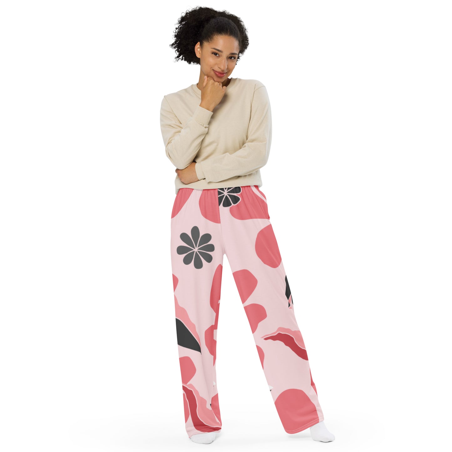 Tro-pink All-over print unisex wide-leg pants