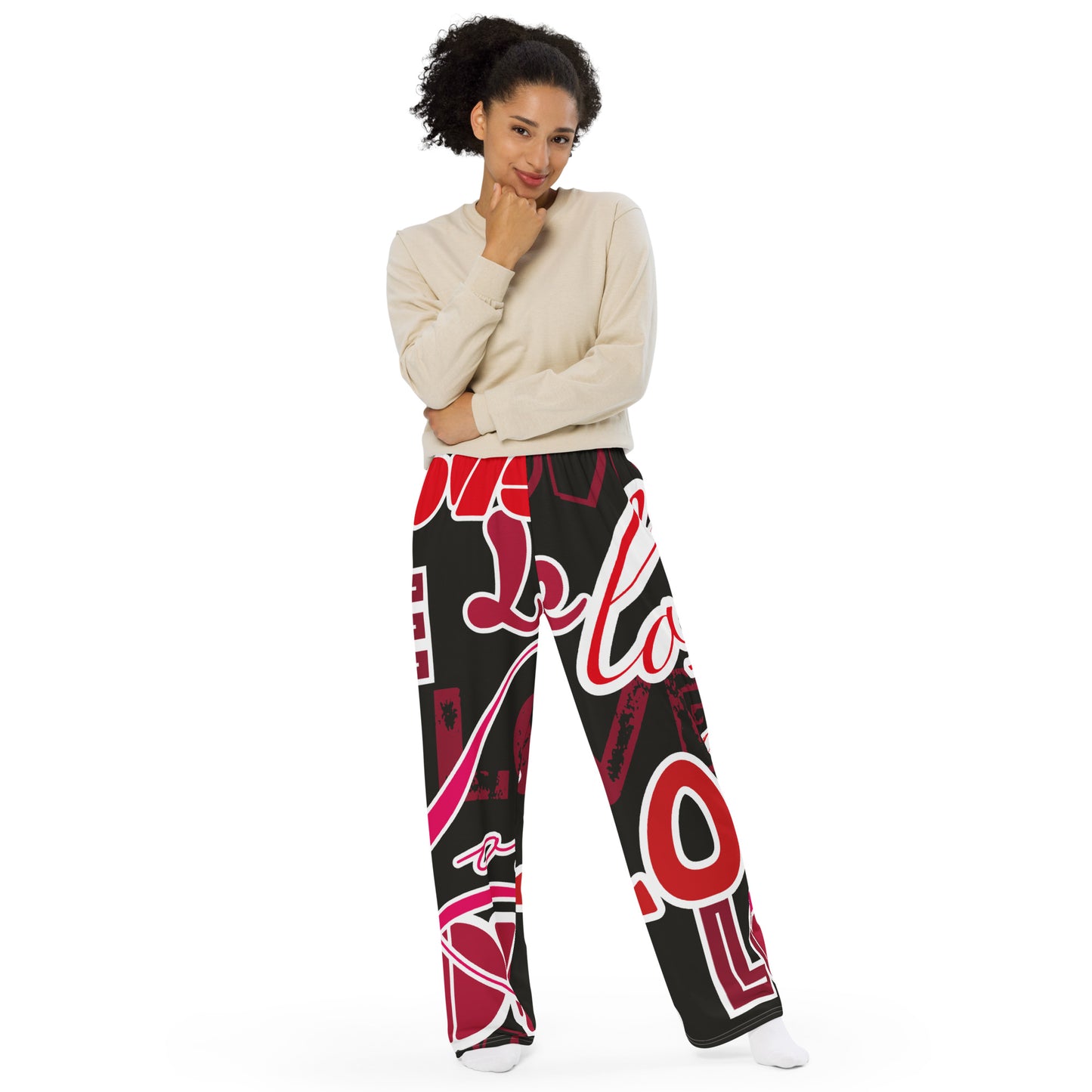 LOVE All-over print unisex wide-leg pants