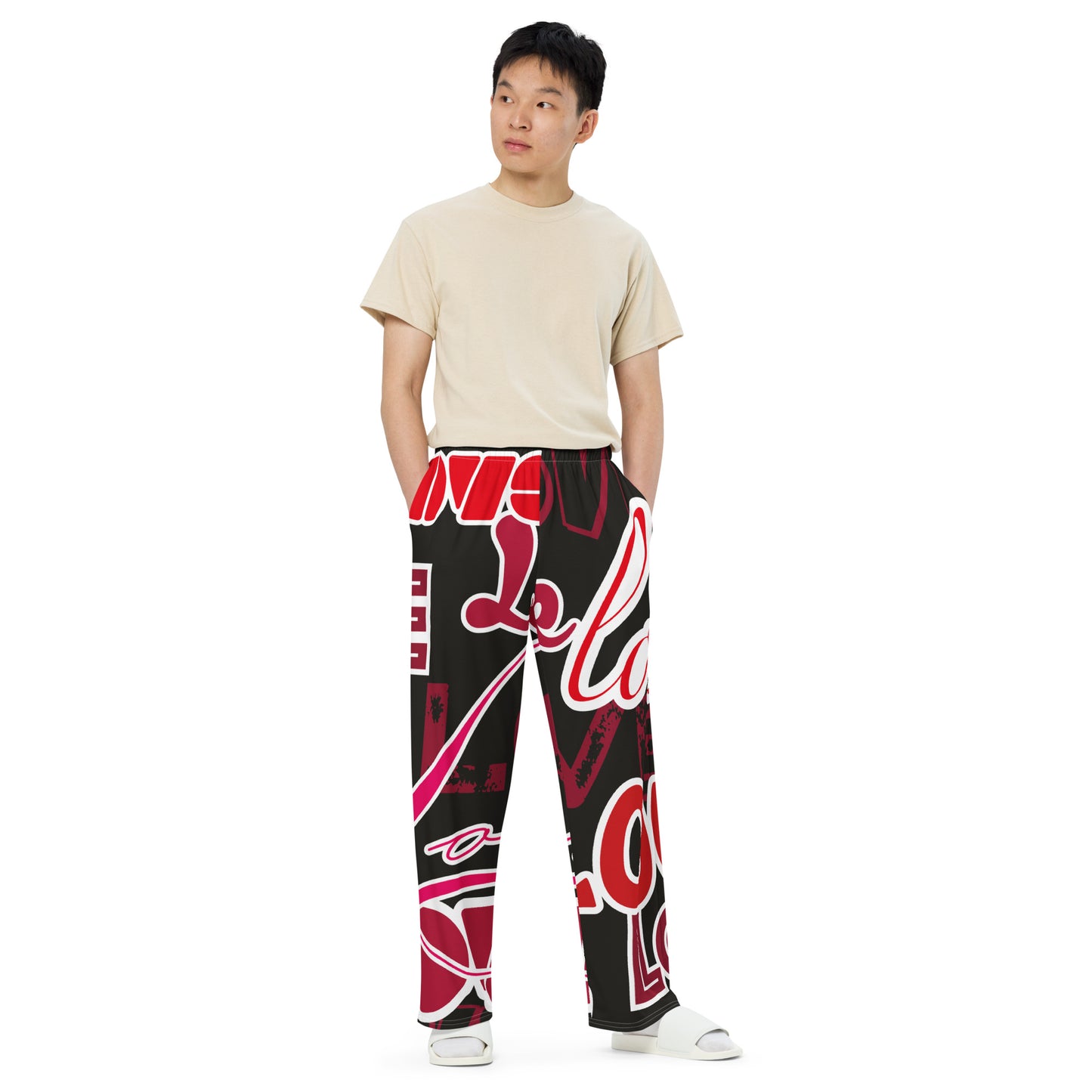 LOVE All-over print unisex wide-leg pants