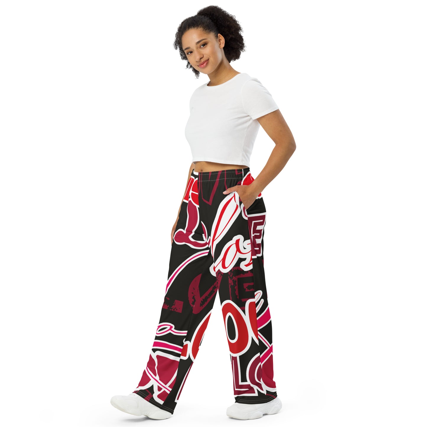 LOVE All-over print unisex wide-leg pants