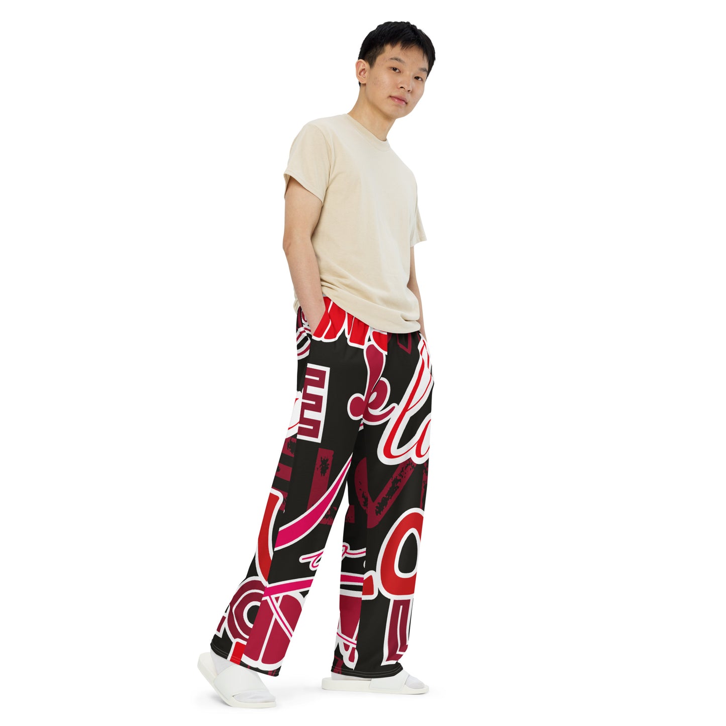 LOVE All-over print unisex wide-leg pants