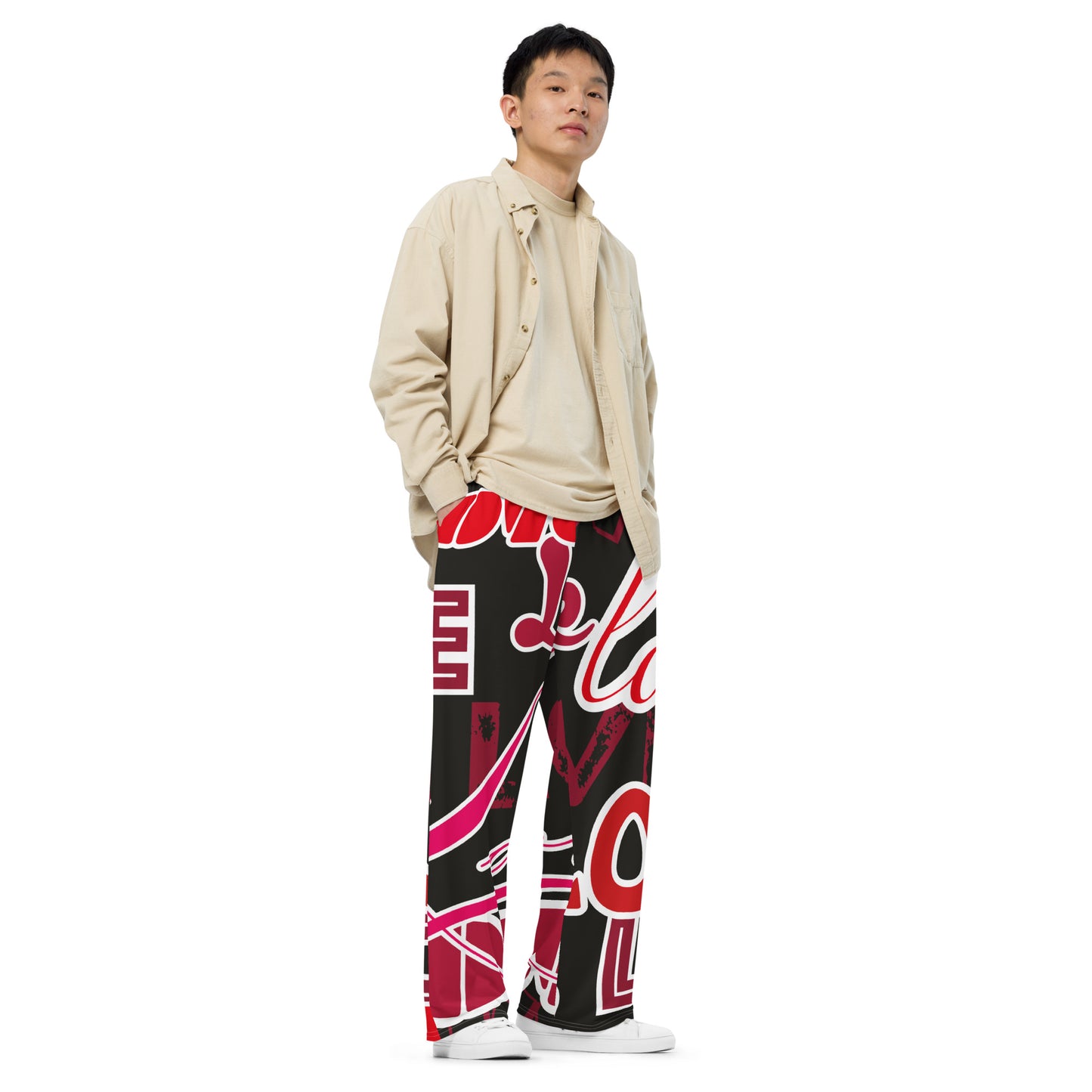 LOVE All-over print unisex wide-leg pants