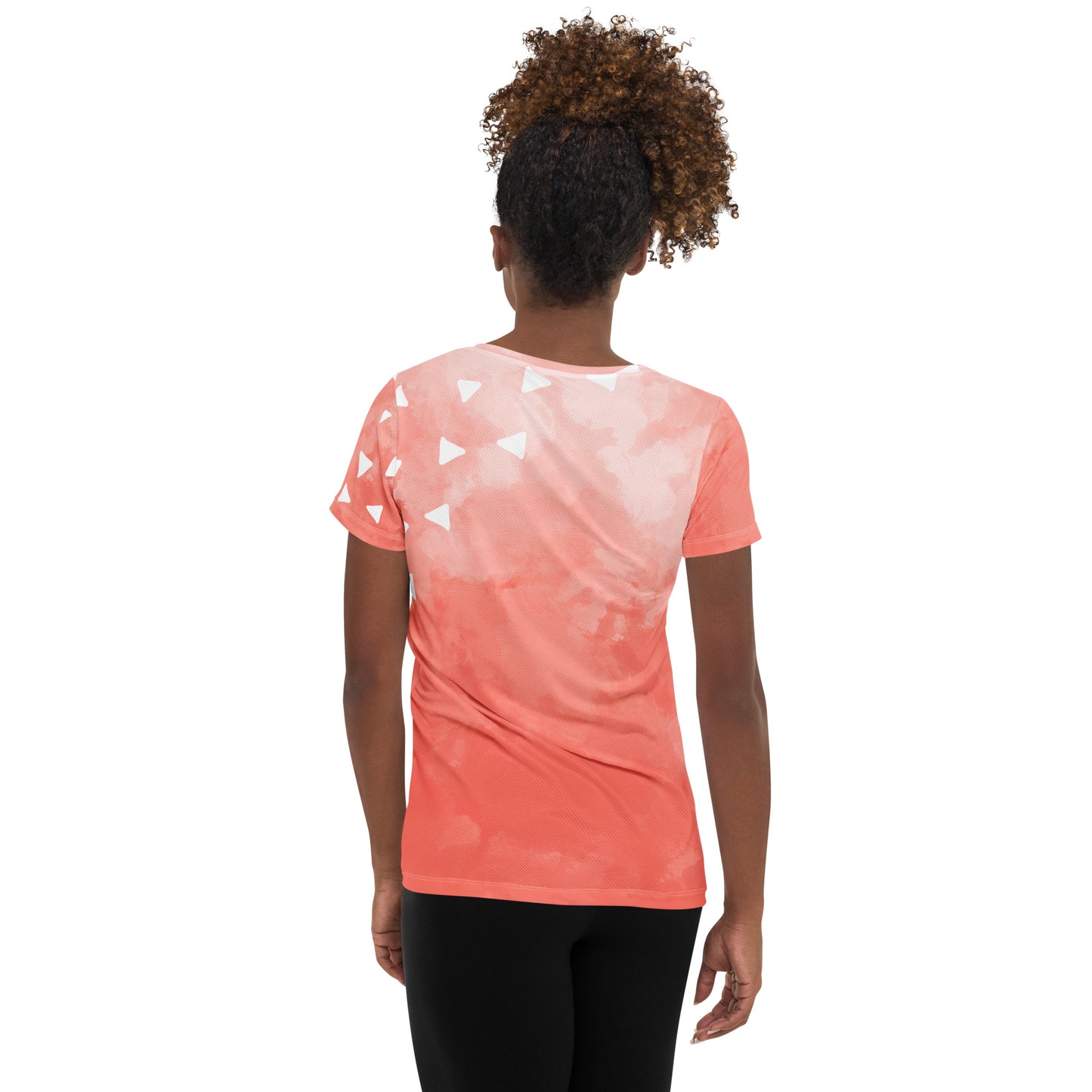 Pink-Tie-Dye Tri All-Over Print Women's Athletic T-shirt
