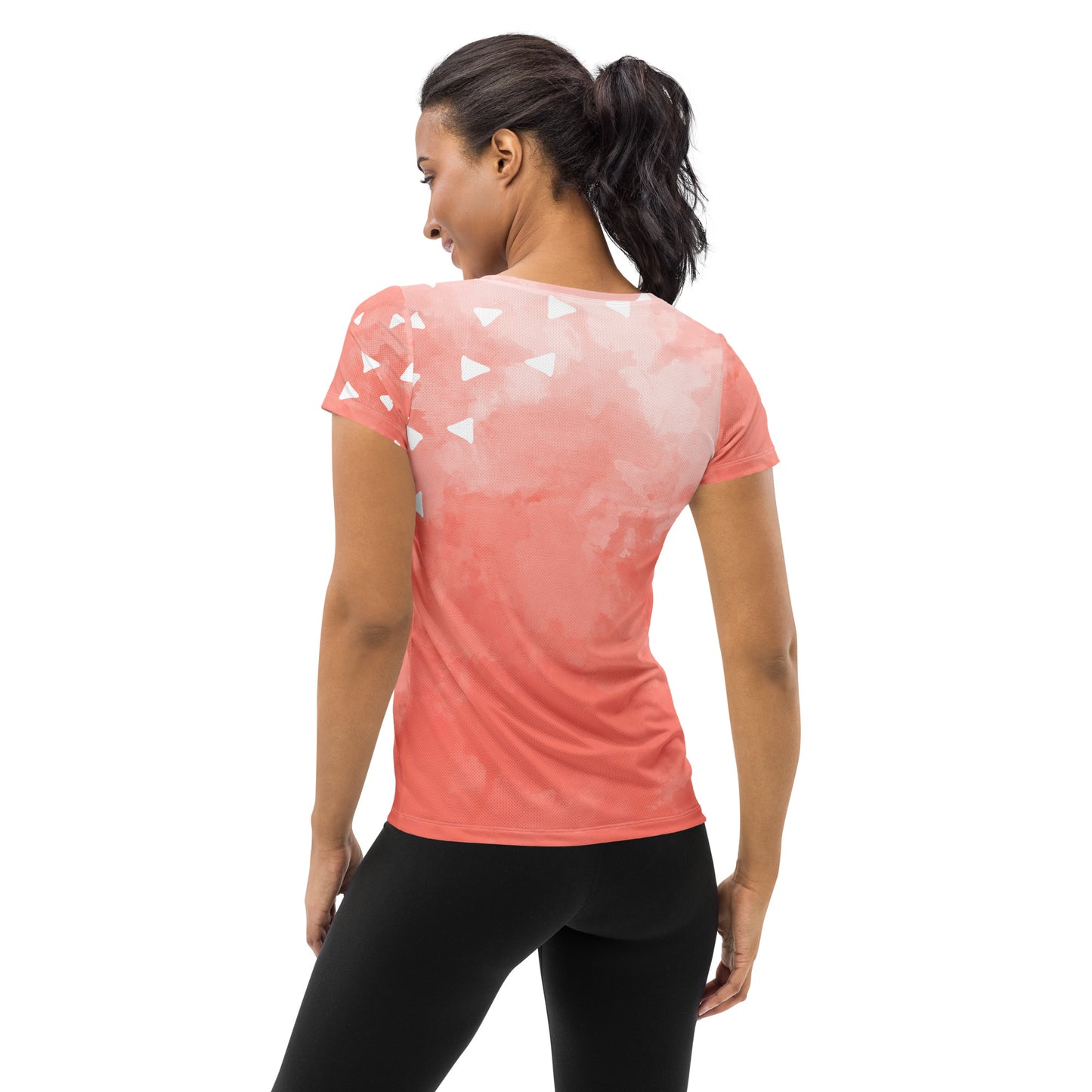 Pink-Tie-Dye Tri All-Over Print Women's Athletic T-shirt
