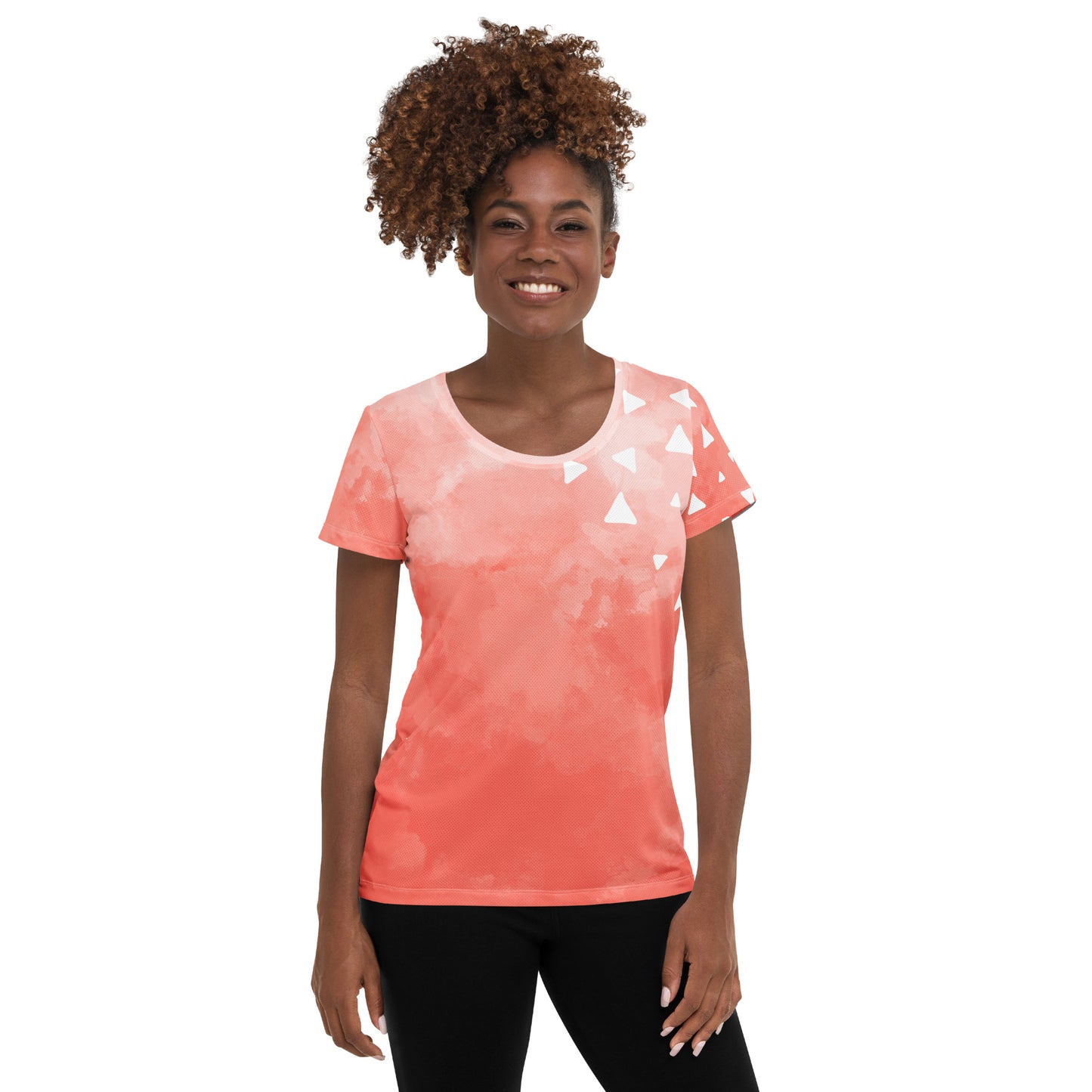 Pink-Tie-Dye Tri All-Over Print Women's Athletic T-shirt