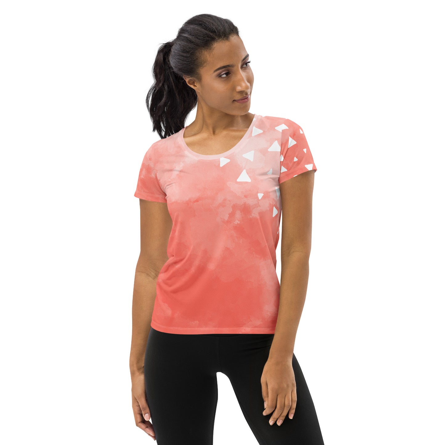 Pink-Tie-Dye Tri All-Over Print Women's Athletic T-shirt