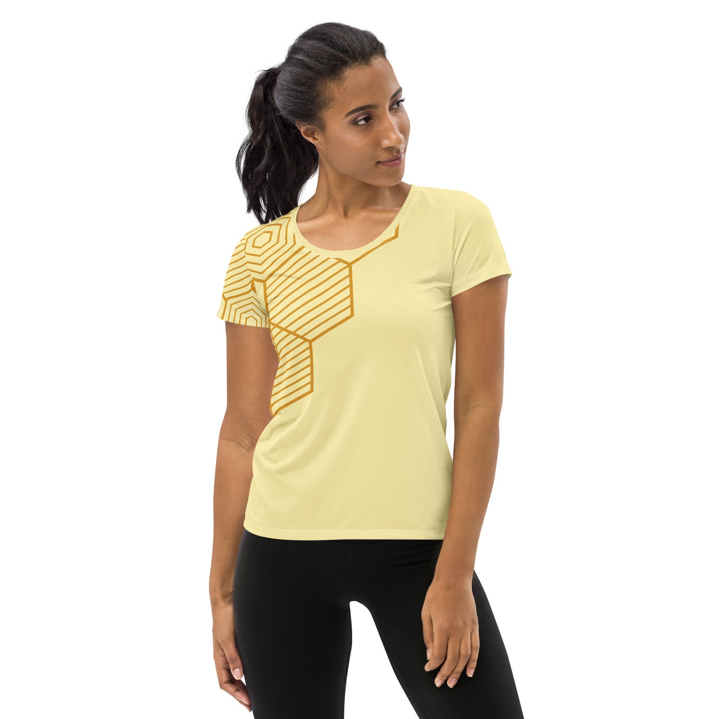 Honey-Comb All-Over Print Women's Athletic T-shirt