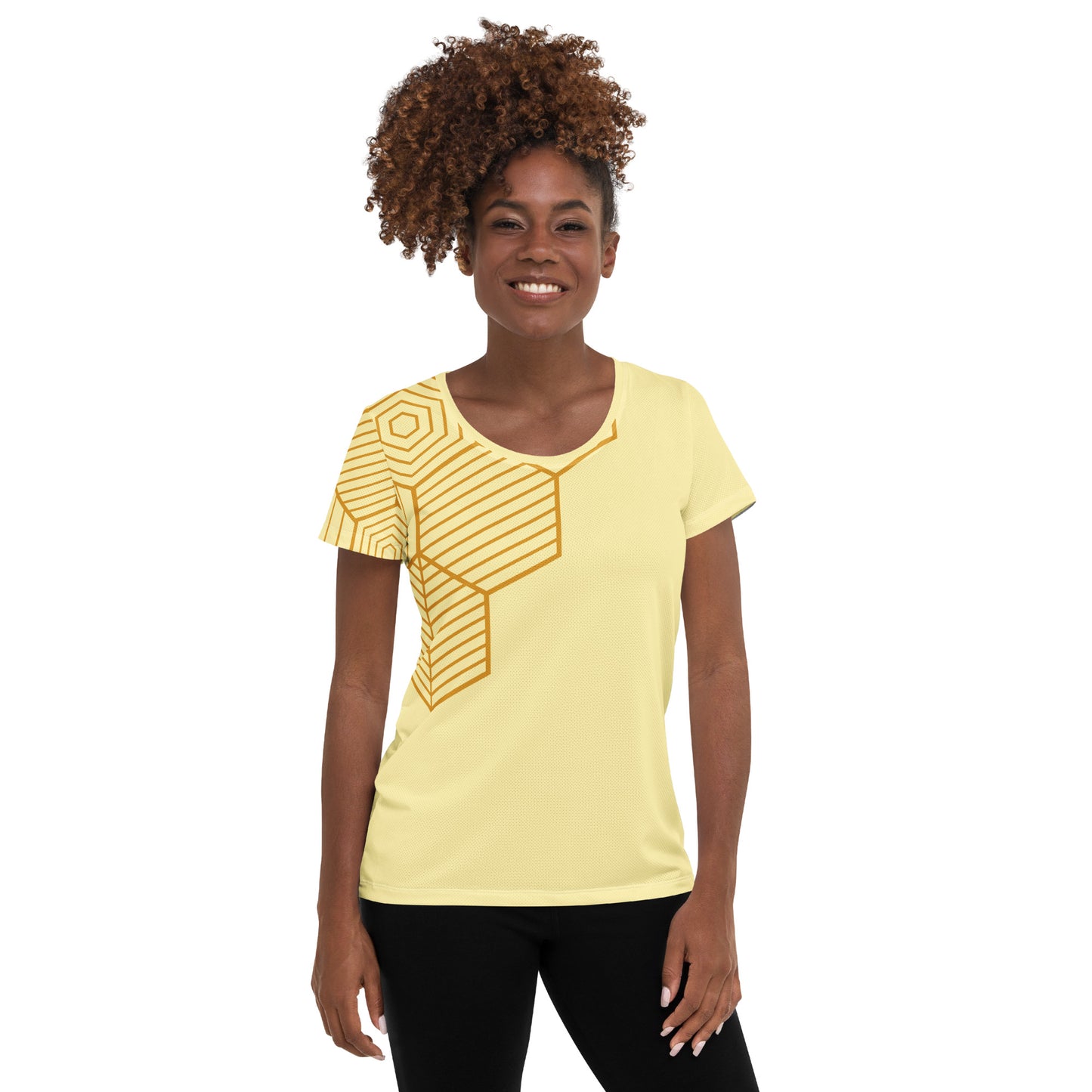 Honey-Comb All-Over Print Women's Athletic T-shirt