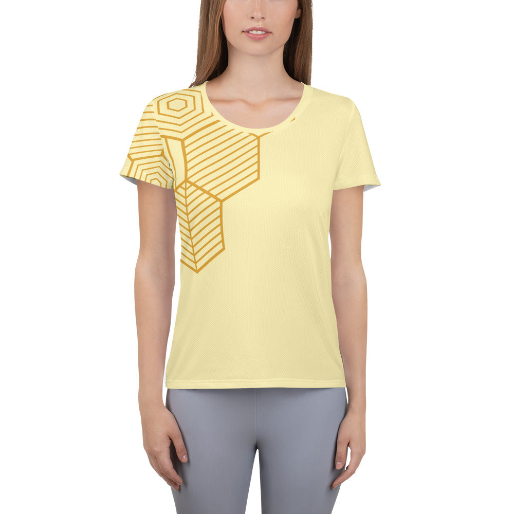 Honey-Comb All-Over Print Women's Athletic T-shirt