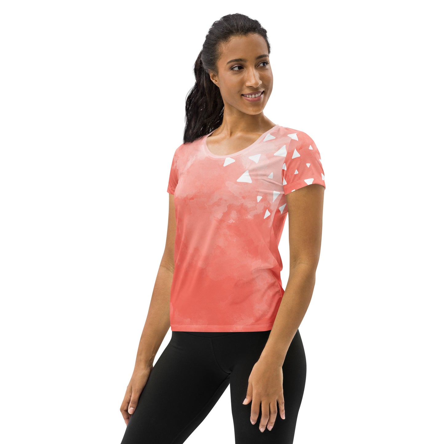 Pink-Tie-Dye Tri All-Over Print Women's Athletic T-shirt