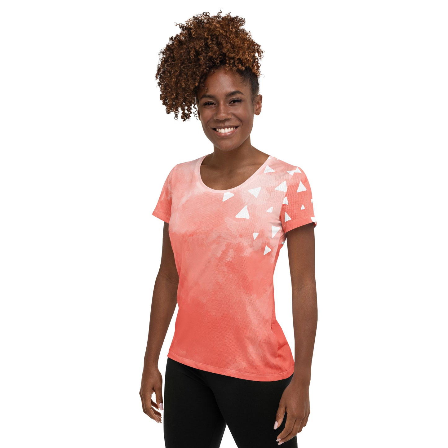 Pink-Tie-Dye Tri All-Over Print Women's Athletic T-shirt