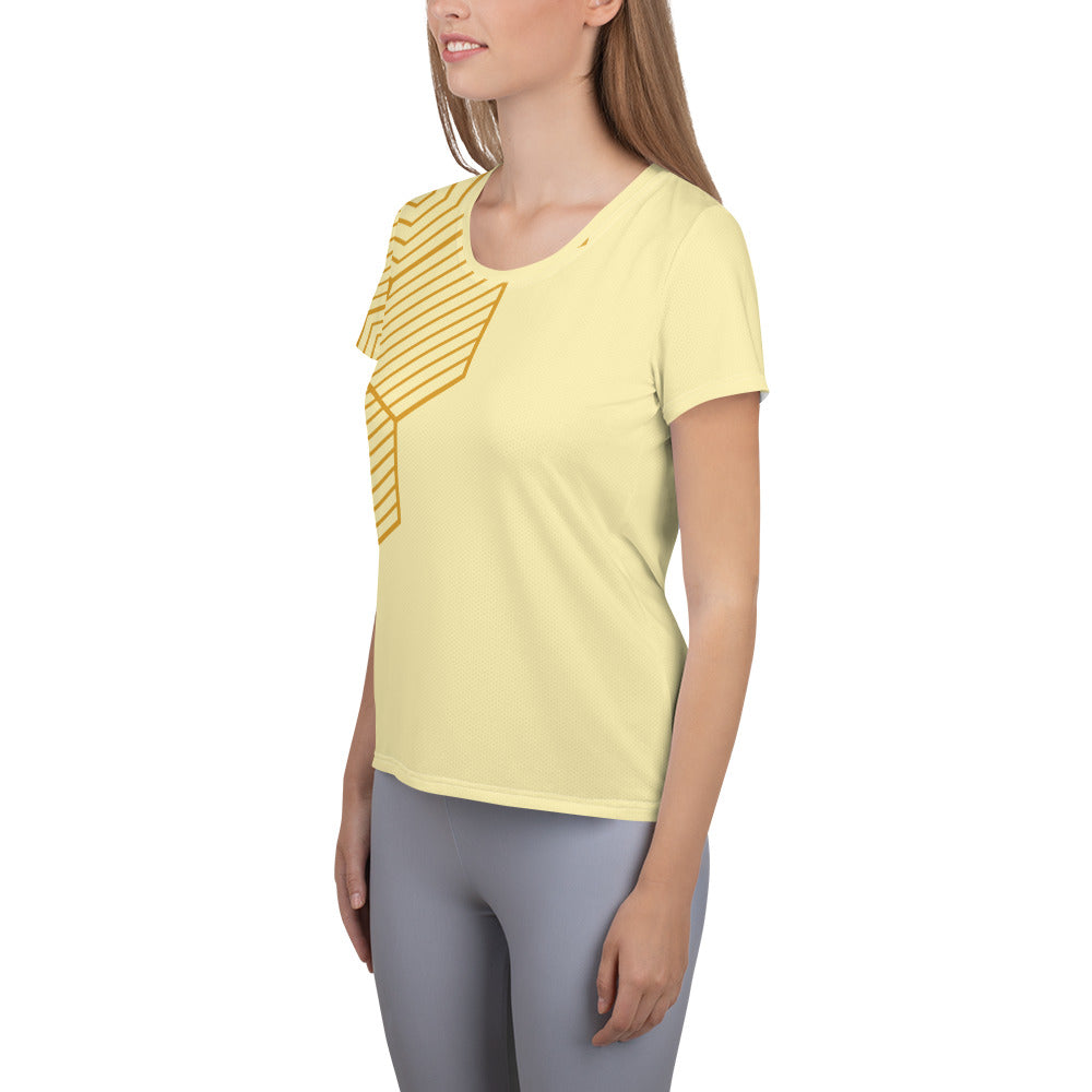 Honey-Comb All-Over Print Women's Athletic T-shirt