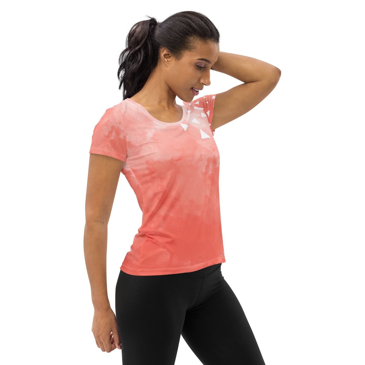 Pink-Tie-Dye Tri All-Over Print Women's Athletic T-shirt