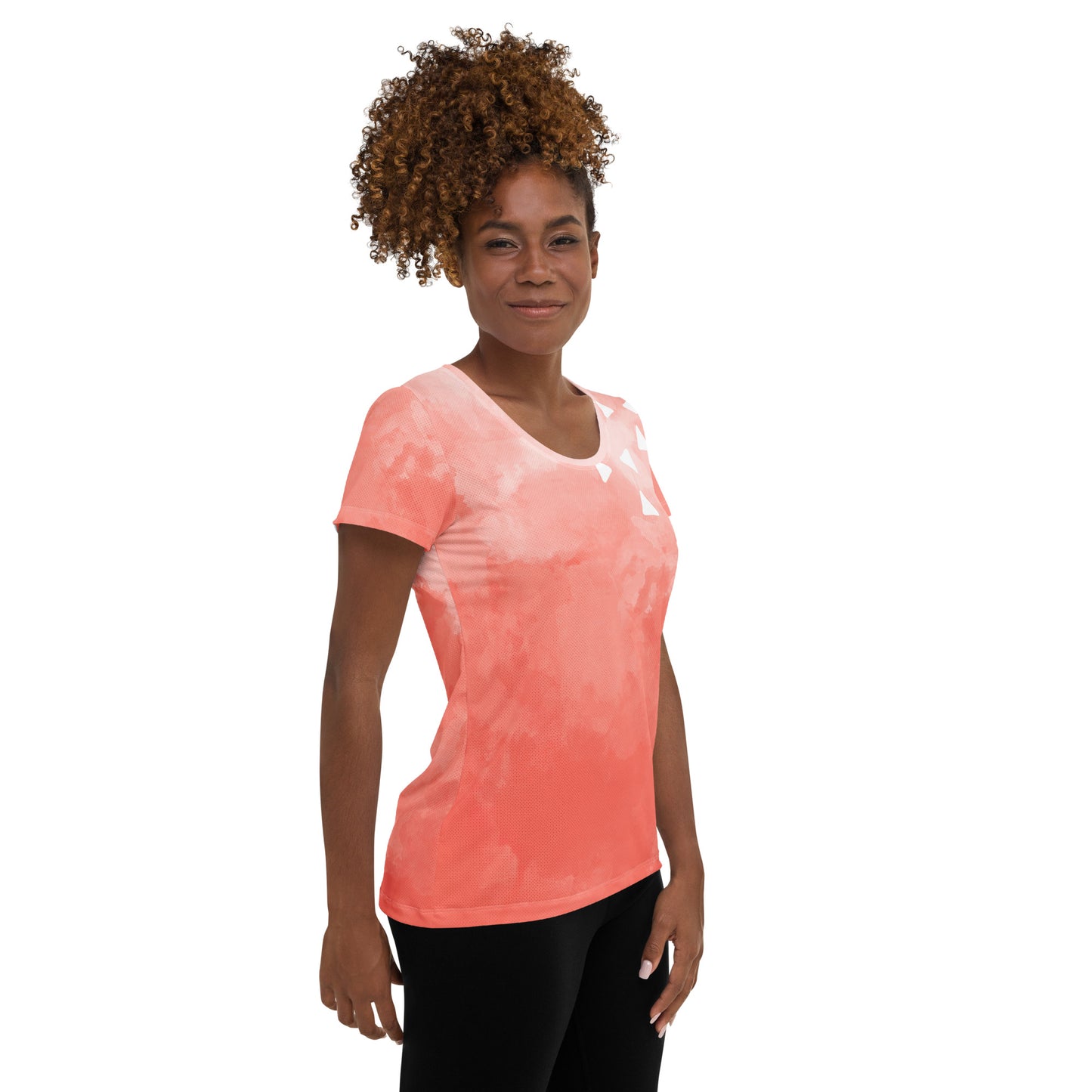 Pink-Tie-Dye Tri All-Over Print Women's Athletic T-shirt