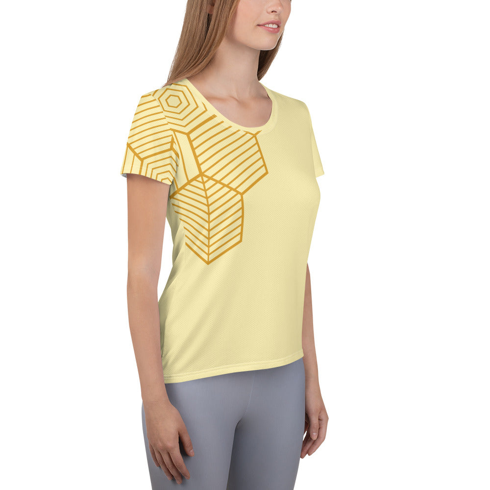 Honey-Comb All-Over Print Women's Athletic T-shirt