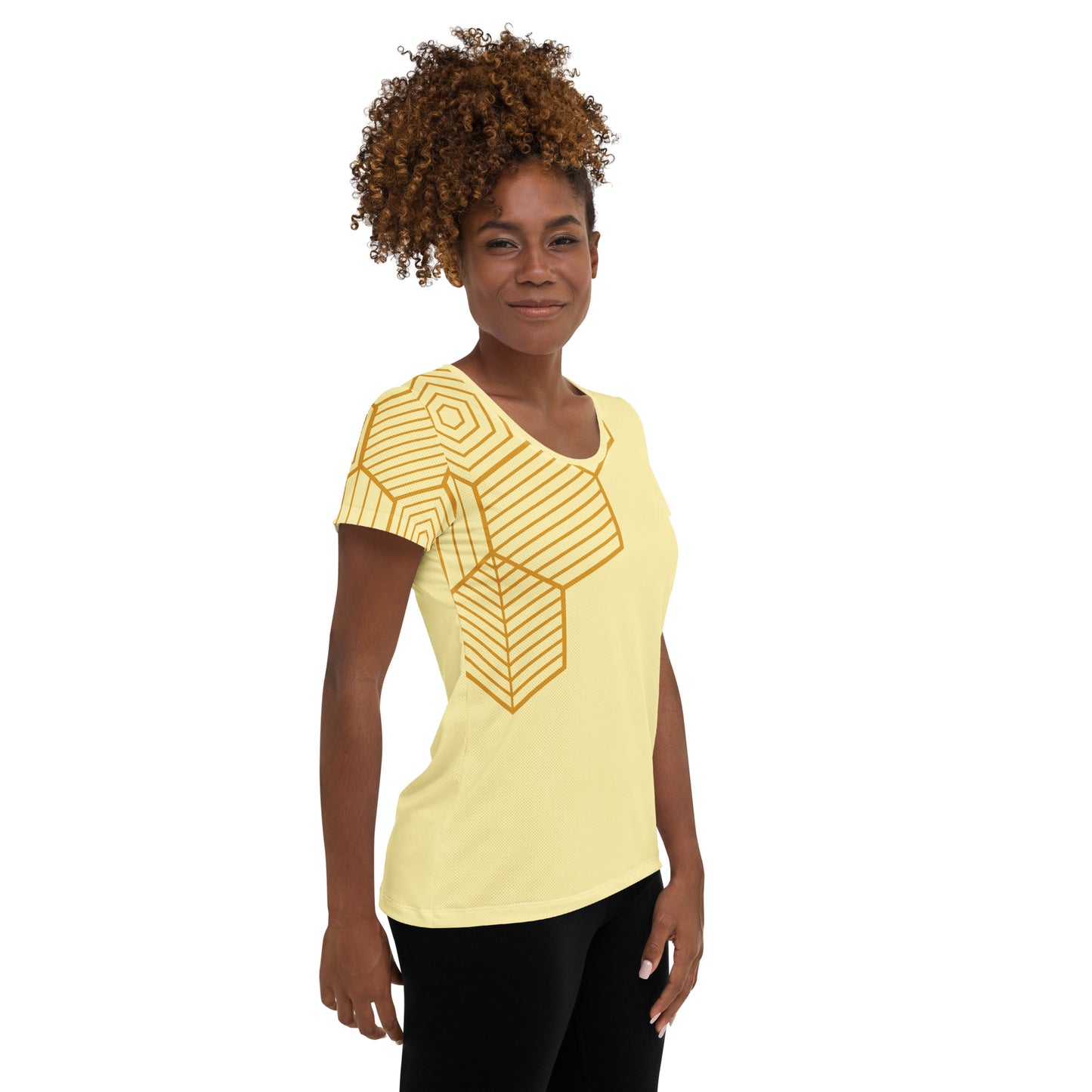 Honey-Comb All-Over Print Women's Athletic T-shirt