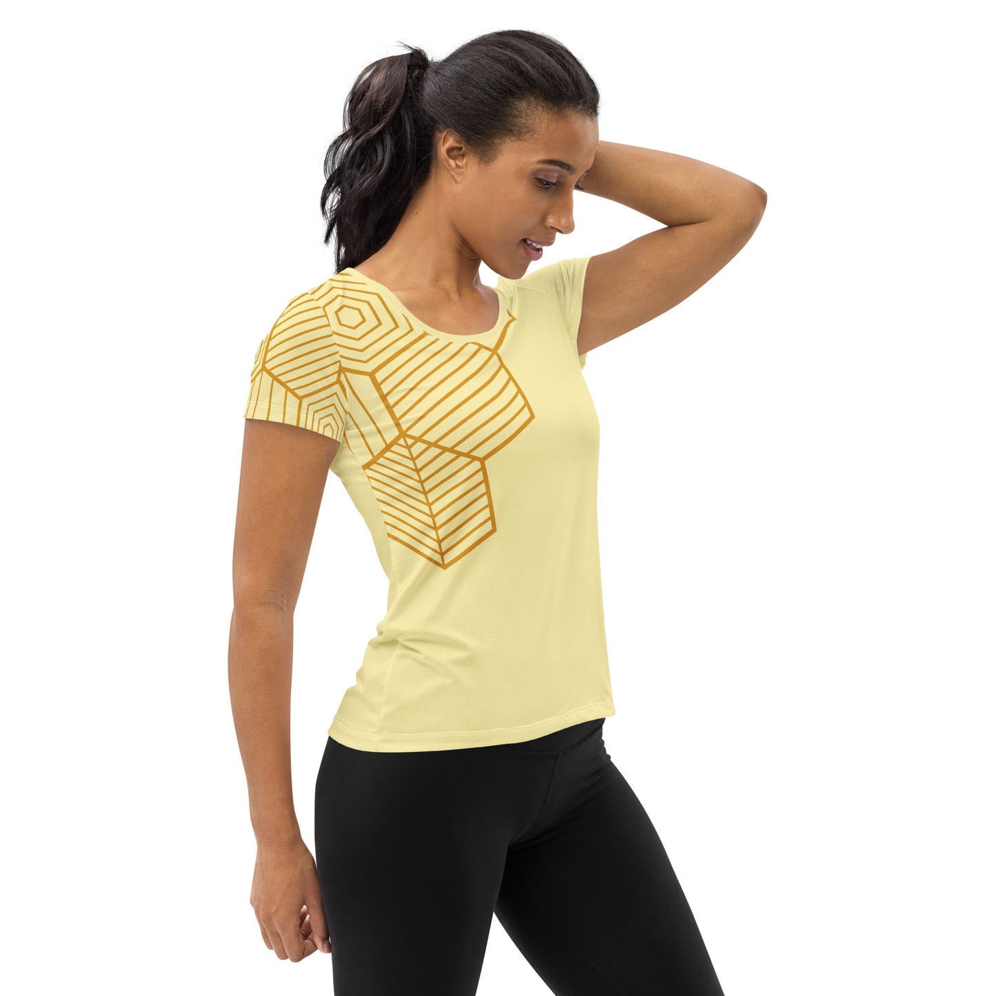 Honey-Comb All-Over Print Women's Athletic T-shirt