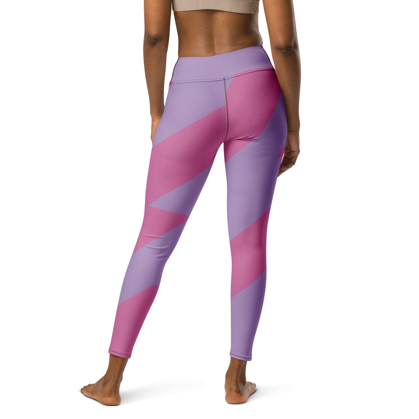 Pink-Stripped Yoga Leggings