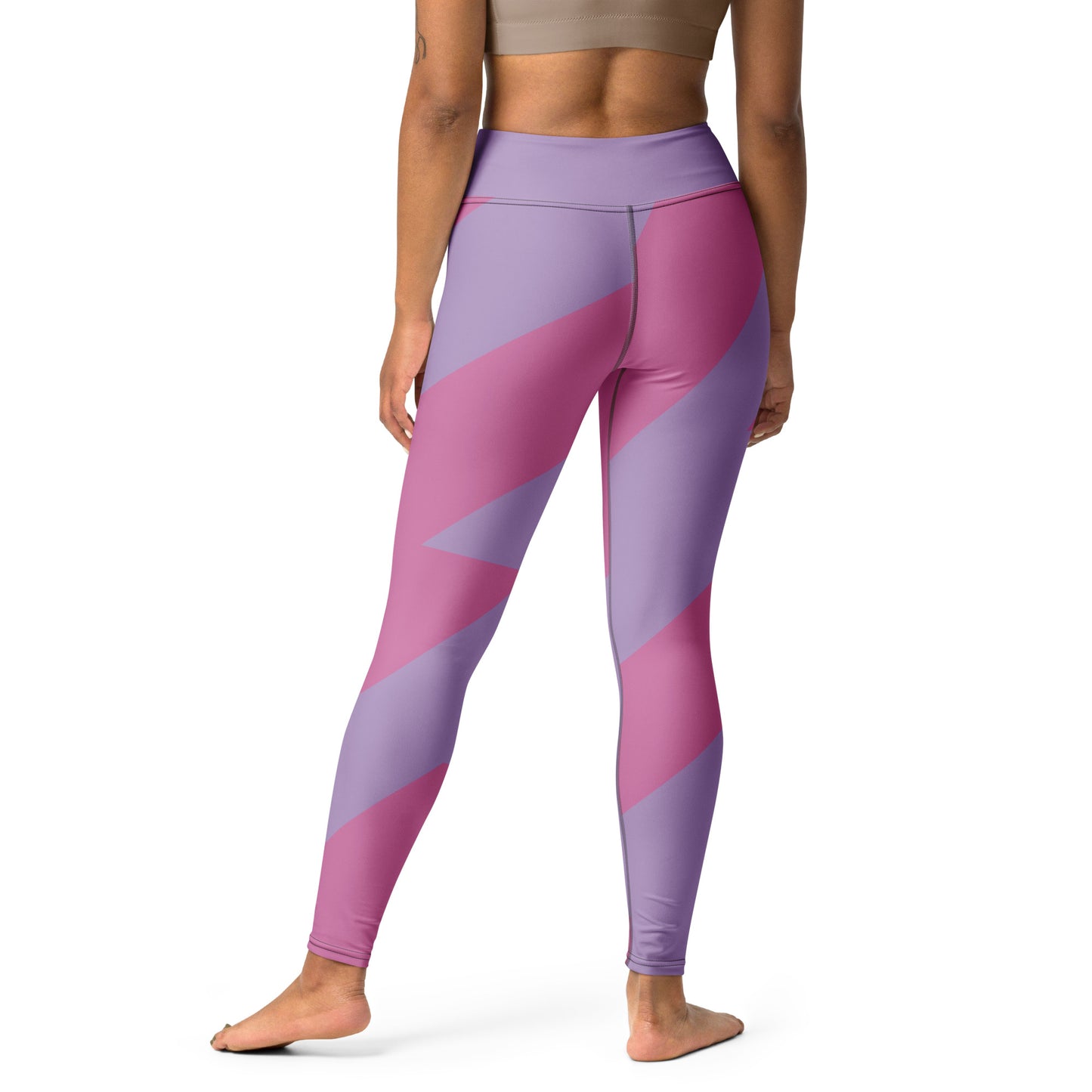 Pink-Stripped Yoga Leggings