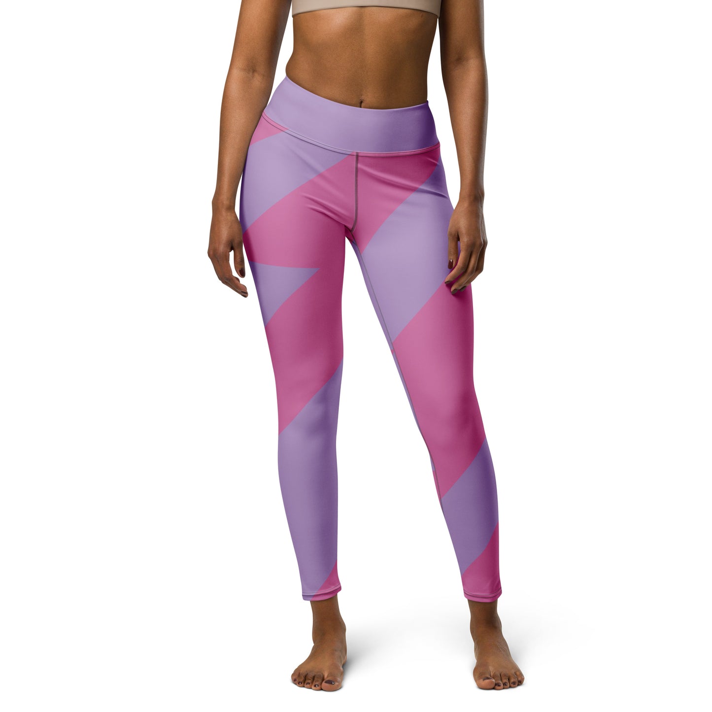 Pink-Stripped Yoga Leggings
