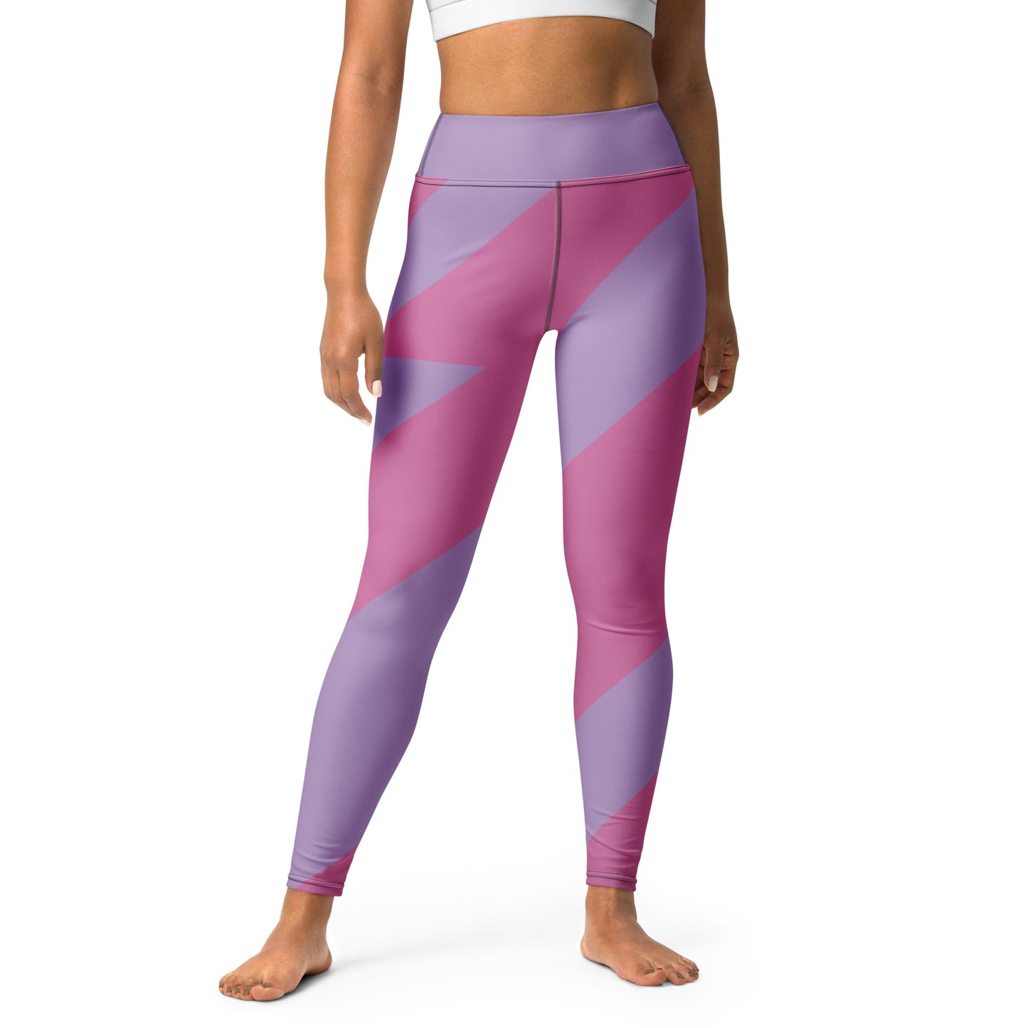 Pink-Stripped Yoga Leggings