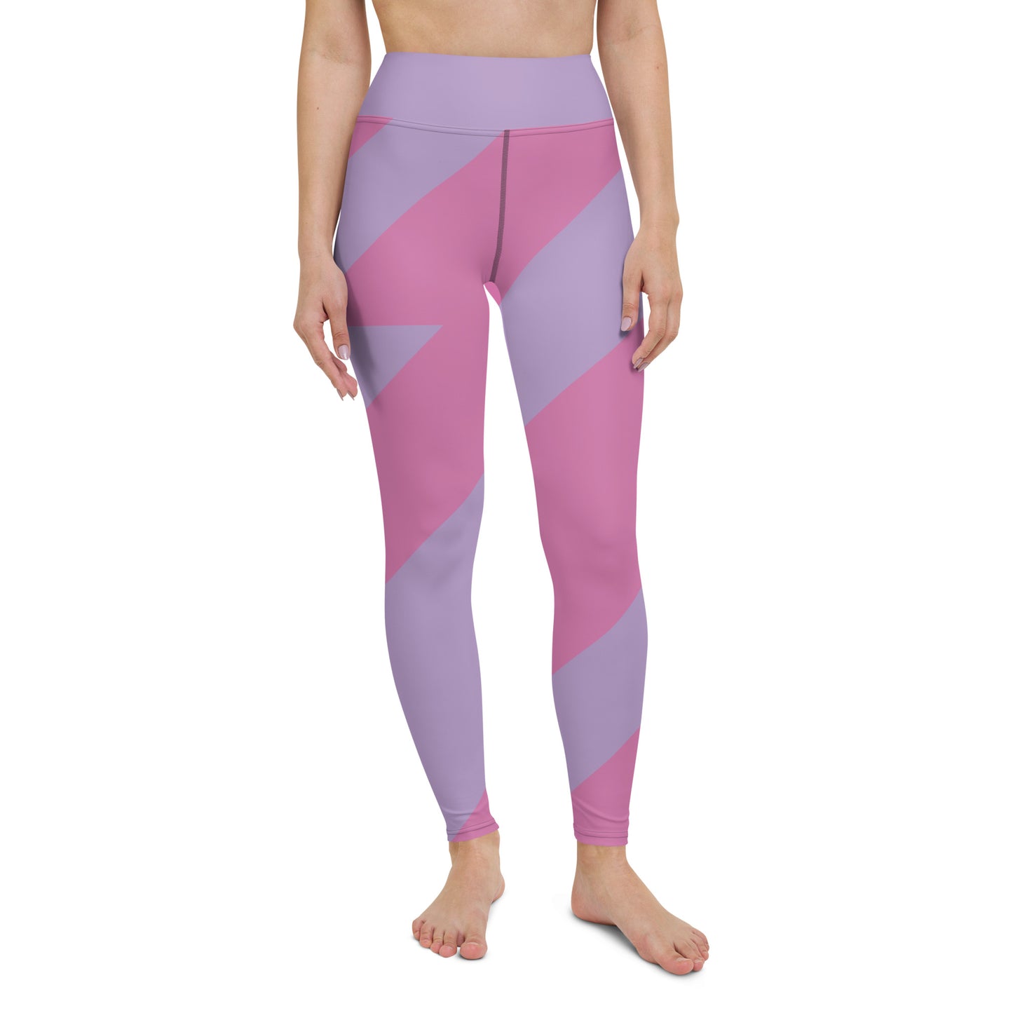 Pink-Stripped Yoga Leggings