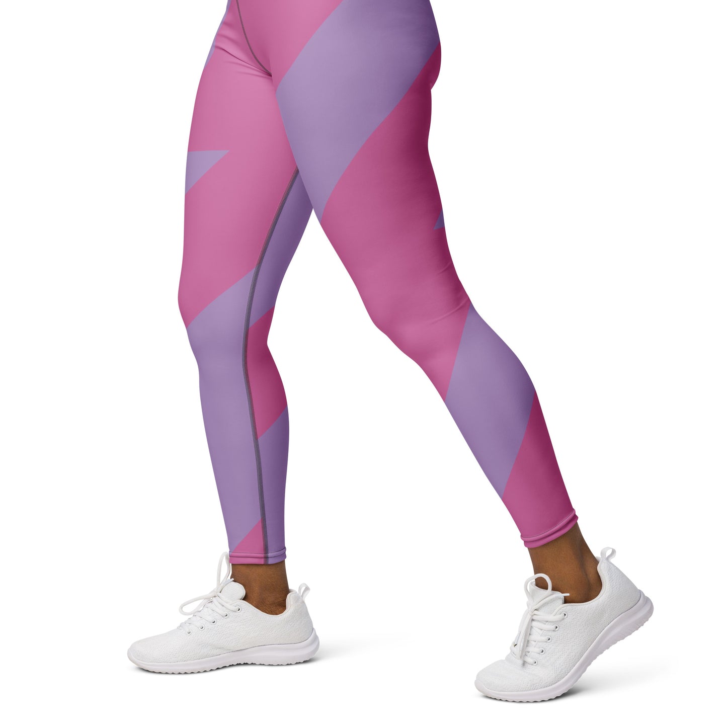 Pink-Stripped Yoga Leggings