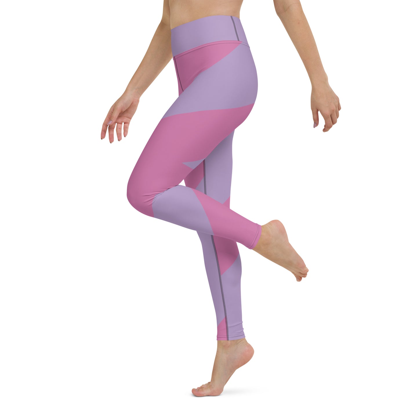 Pink-Stripped Yoga Leggings