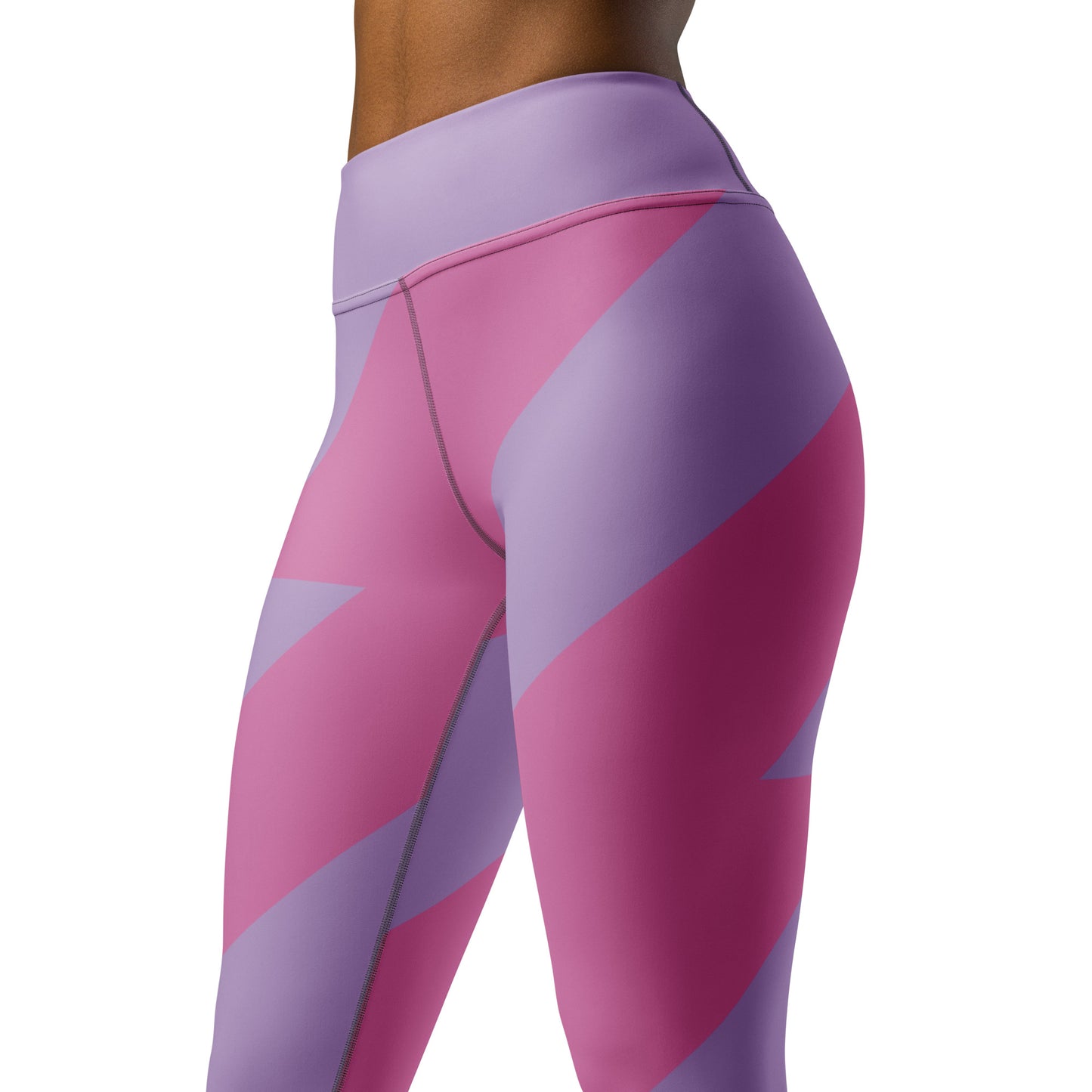 Pink-Stripped Yoga Leggings