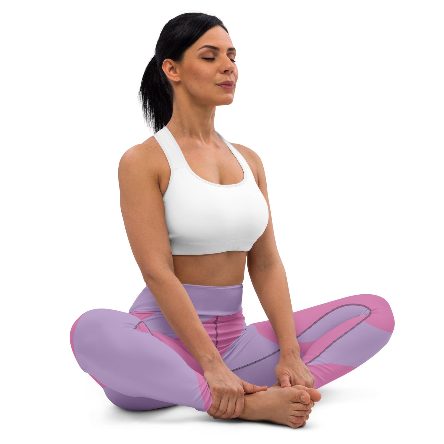 Pink-Stripped Yoga Leggings