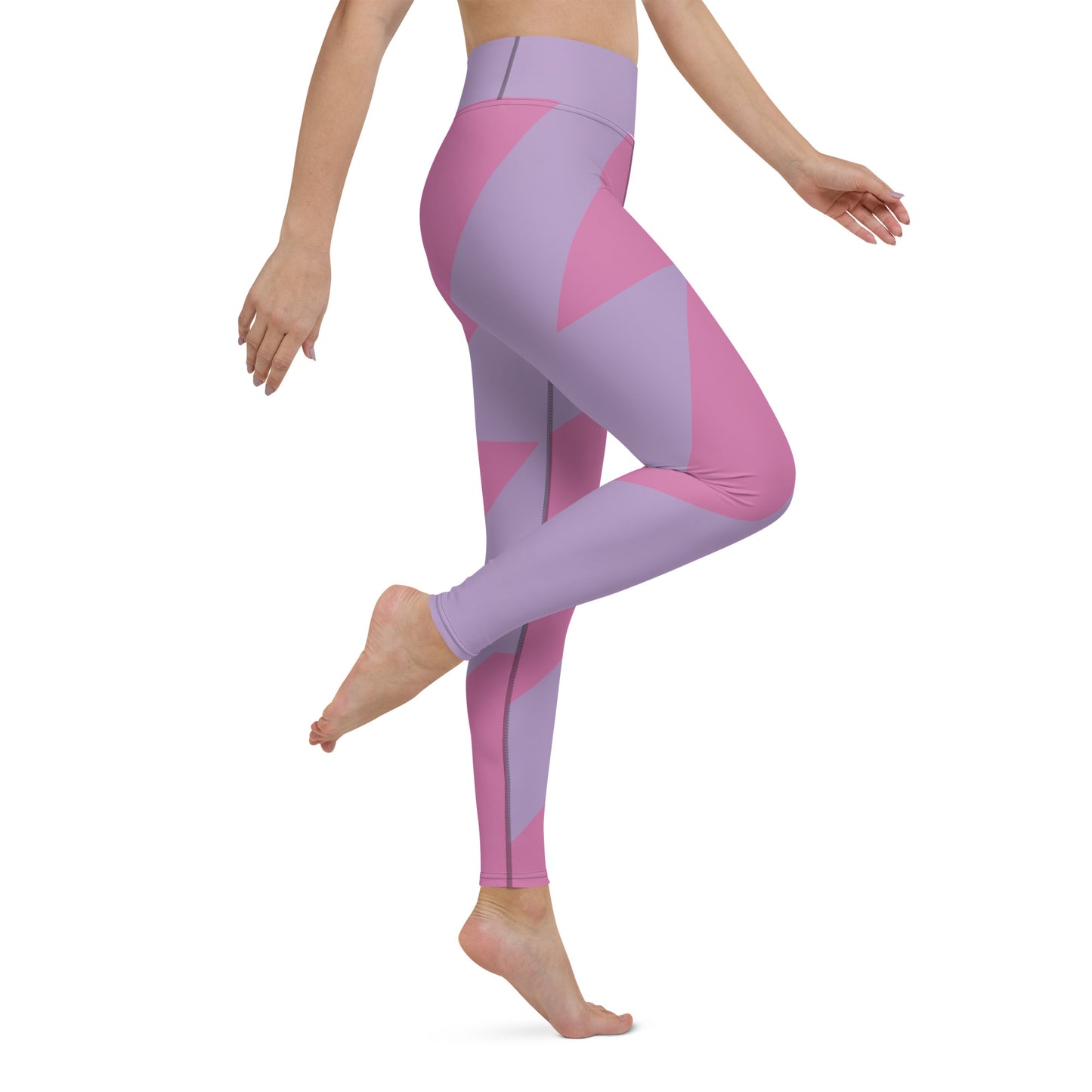 Pink-Stripped Yoga Leggings