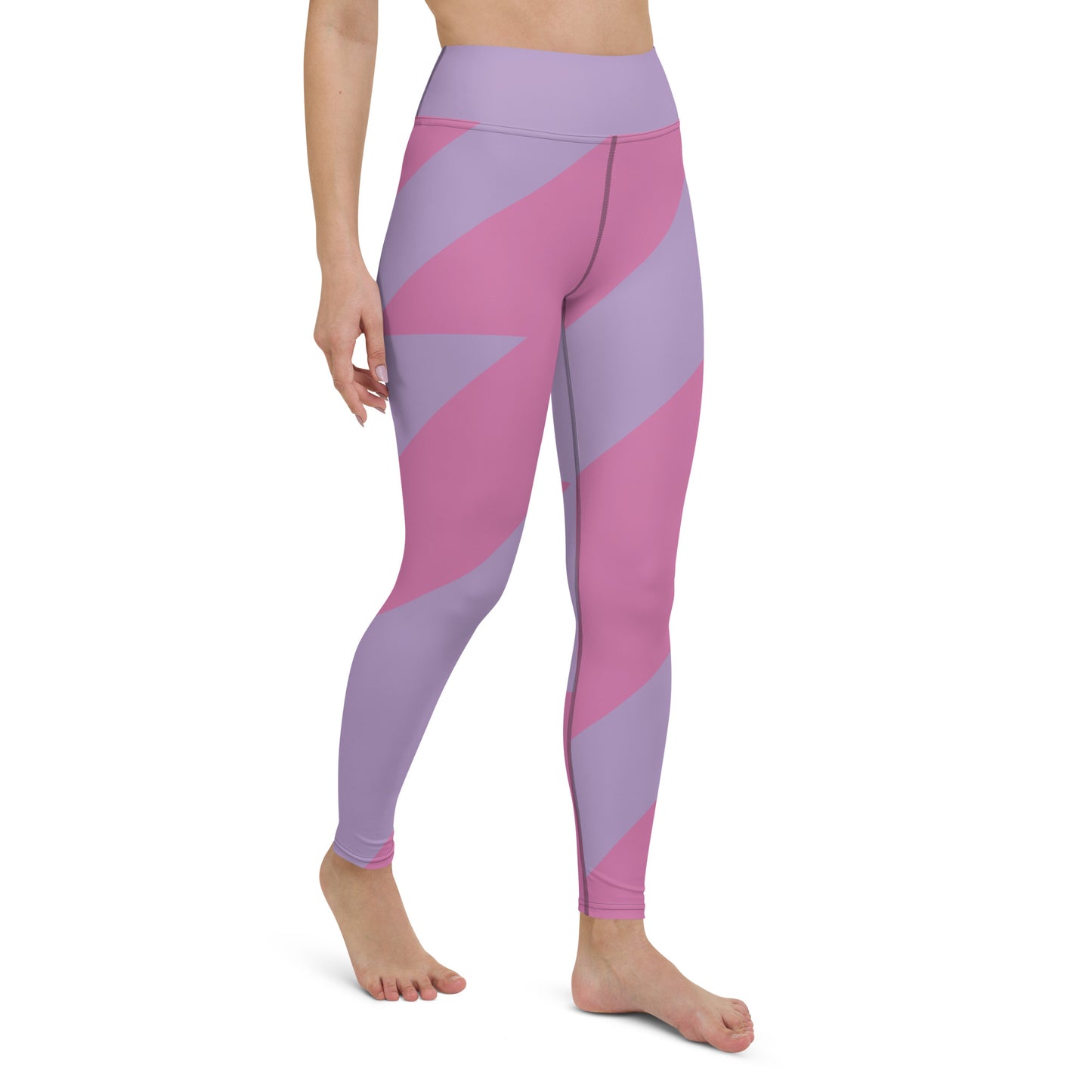 Pink-Stripped Yoga Leggings