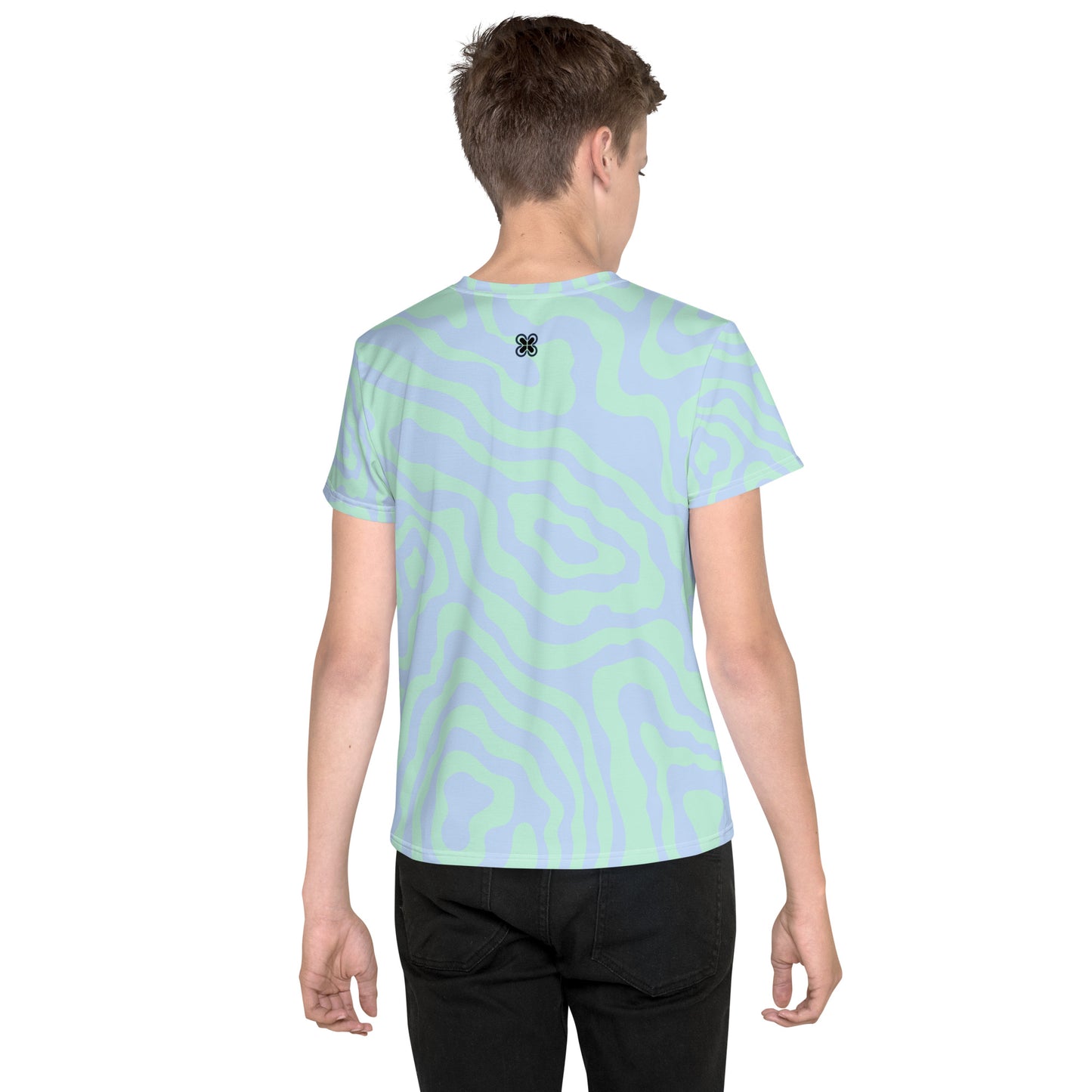 Blue-Green Sway Youth crew neck t-shirt