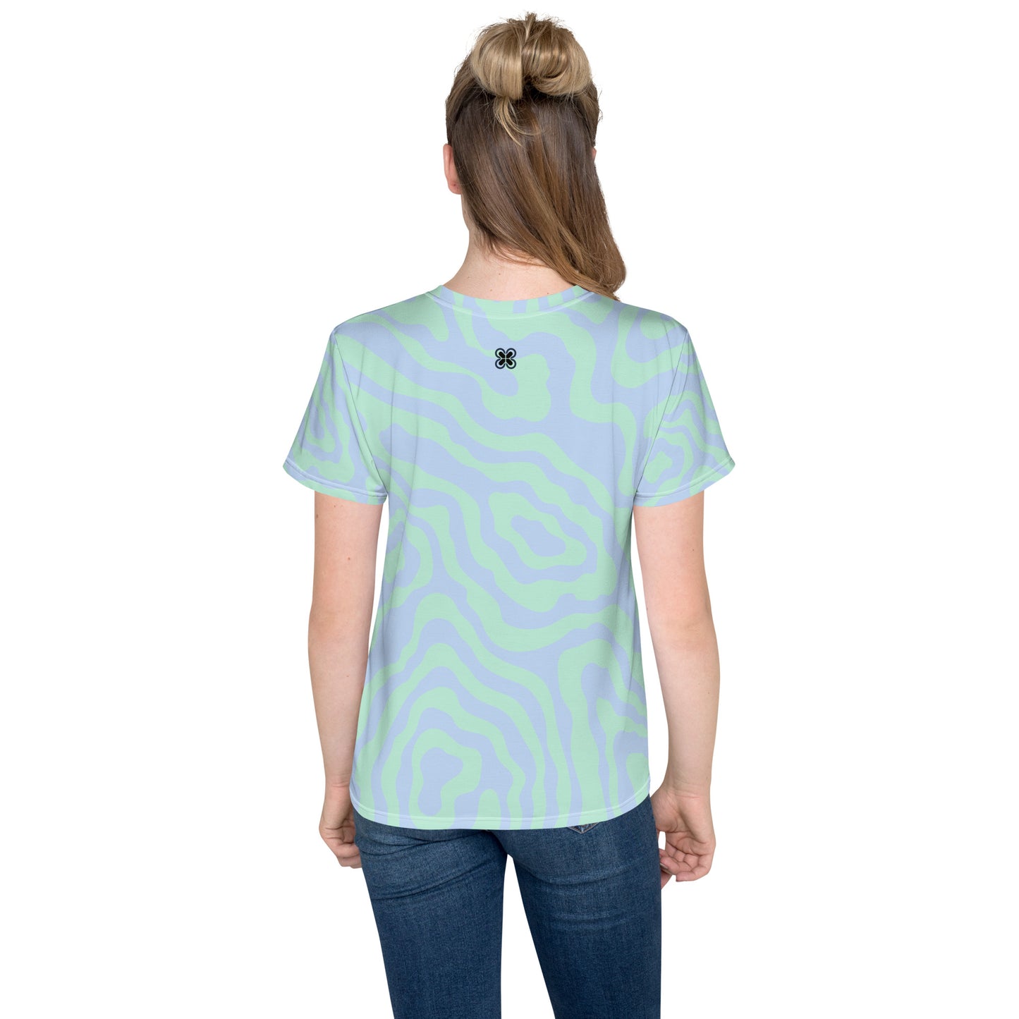 Blue-Green Sway Youth crew neck t-shirt