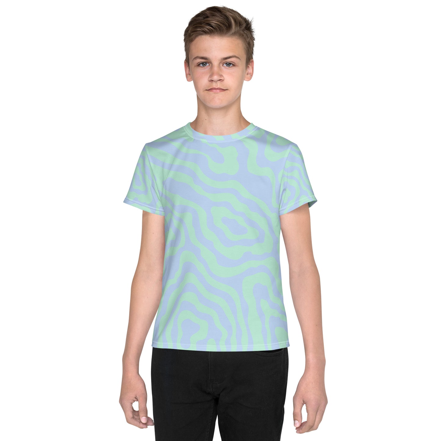 Blue-Green Sway Youth crew neck t-shirt